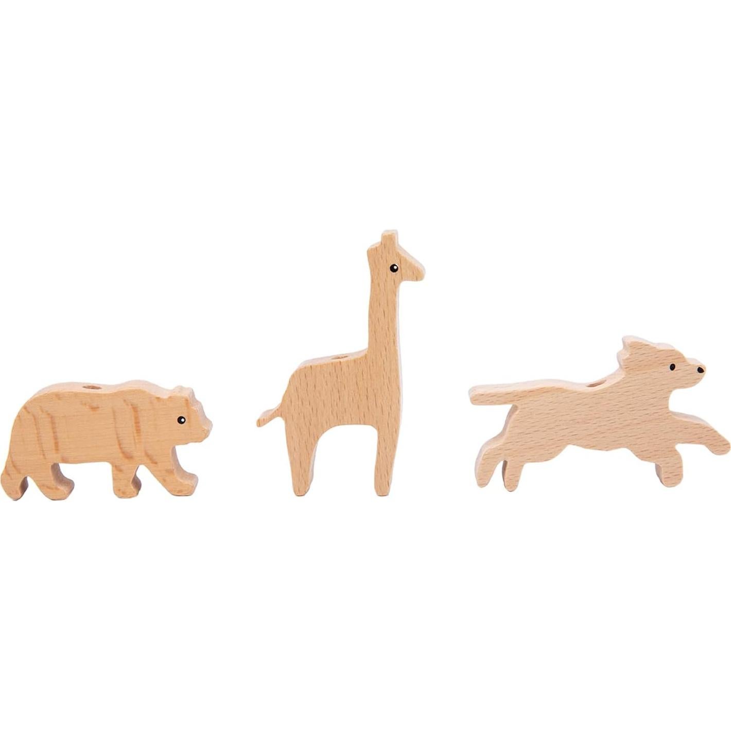 Juguete de Remolque de Animales Adena Montessori - Madera 408g