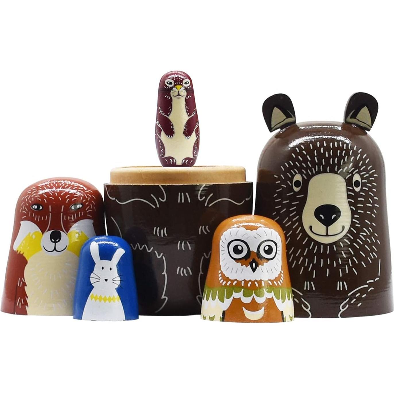 Muñecas Matryoshka Rusas de Madera Vingi - Juego de 5 Osos