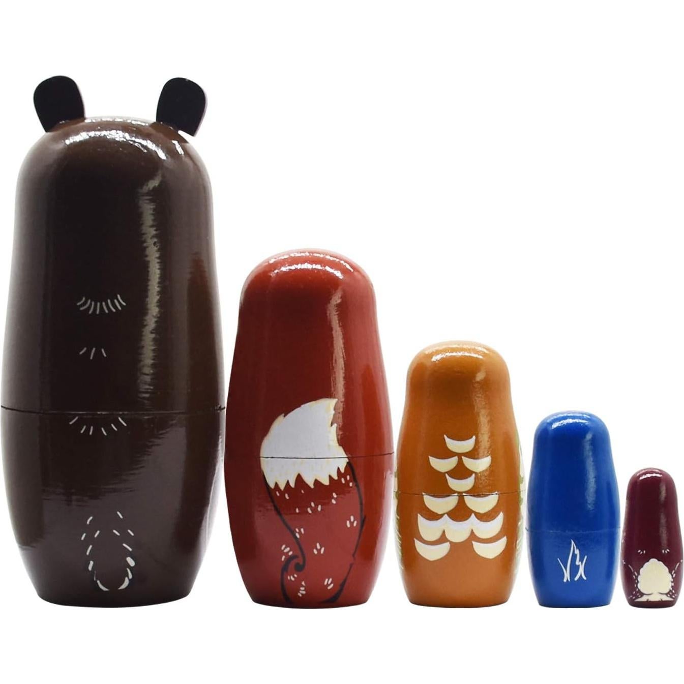 Muñecas Matryoshka Rusas de Madera Vingi - Juego de 5 Osos