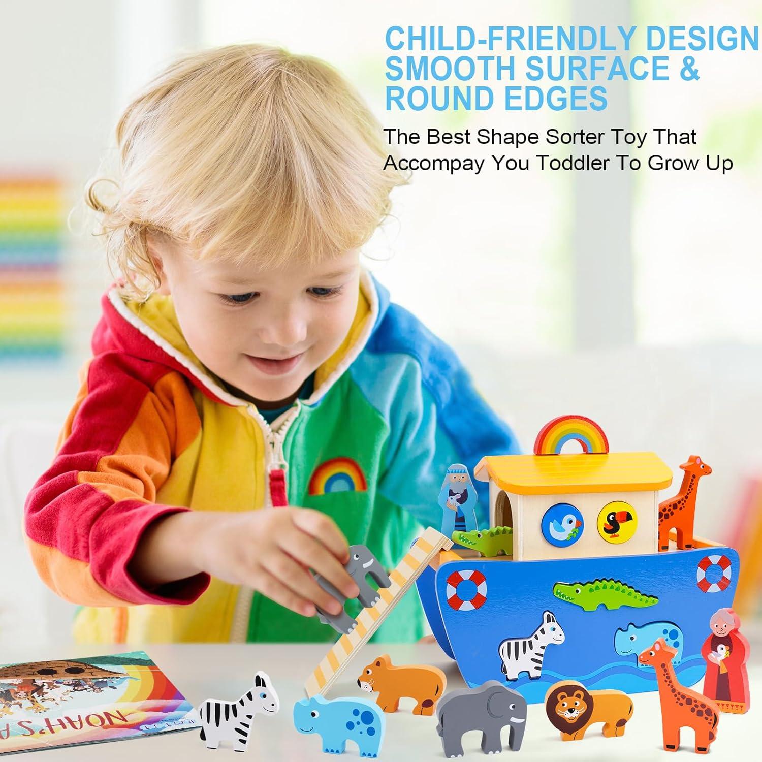 Juguete de Madera Arca de Noé KMTJT con Libro para Niños