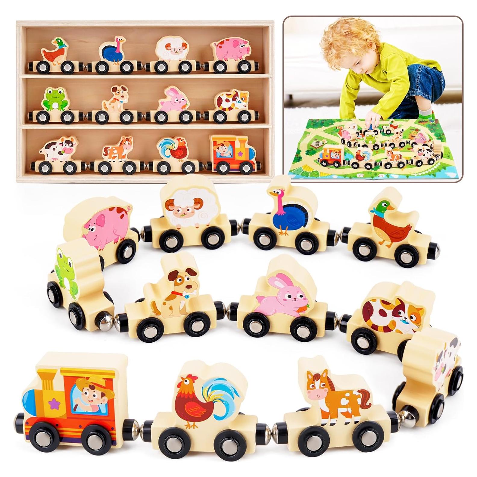 Tren de Madera Montessori Shenzhenshikedikeran con Animales