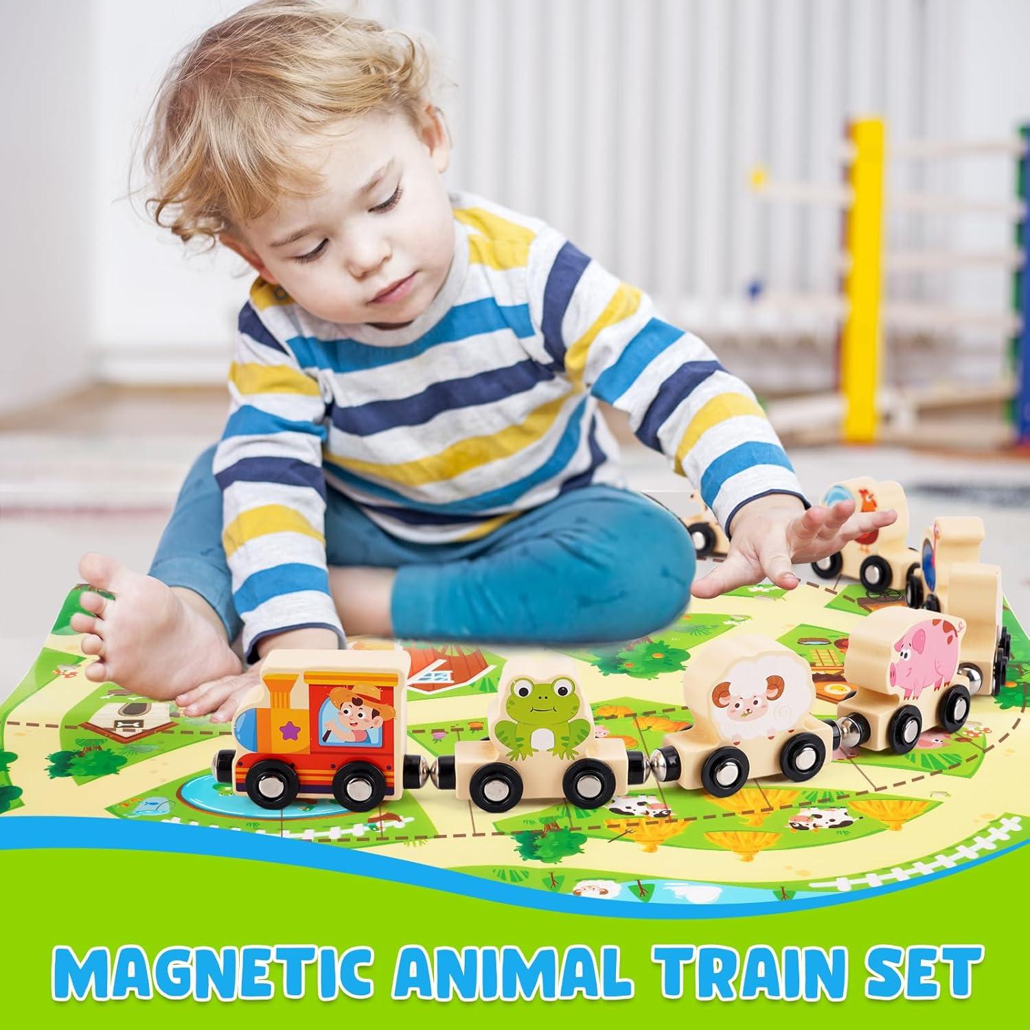 Tren de Madera Montessori Shenzhenshikedikeran con Animales