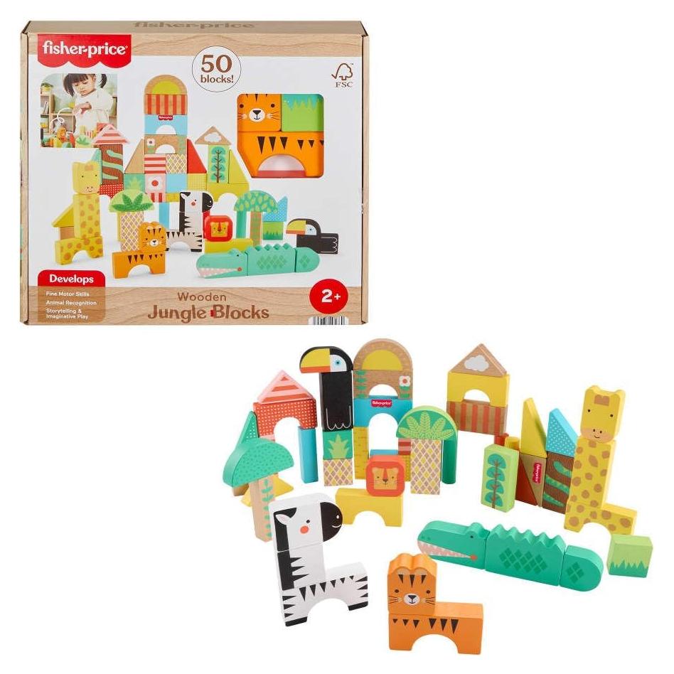 Bloques de Madera Jungle Fisher-Price 50 Piezas Animales