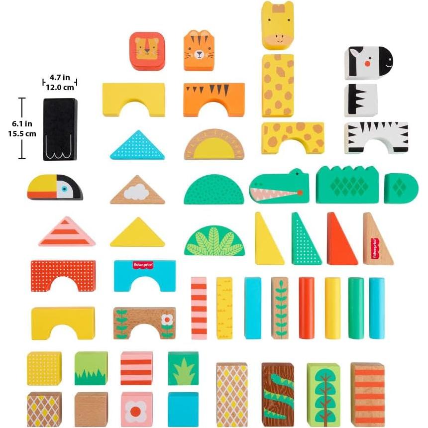 Bloques de Madera Jungle Fisher-Price 50 Piezas Animales