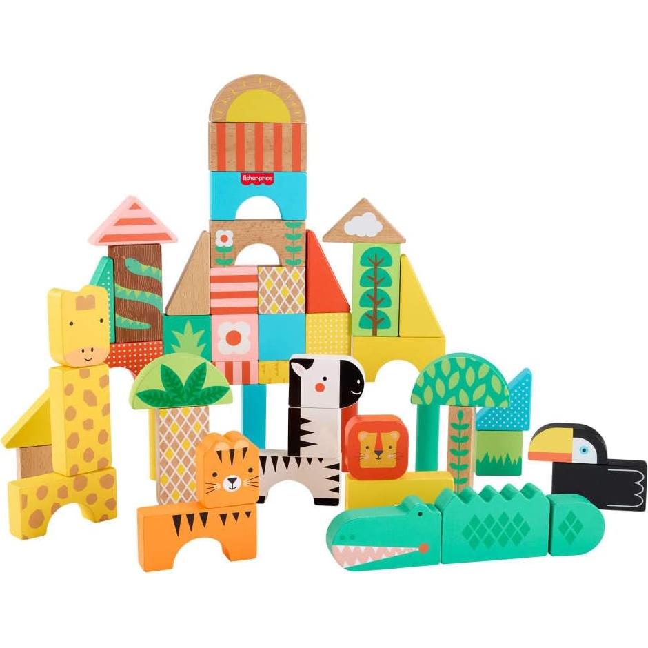 Bloques de Madera Jungle Fisher-Price 50 Piezas Animales