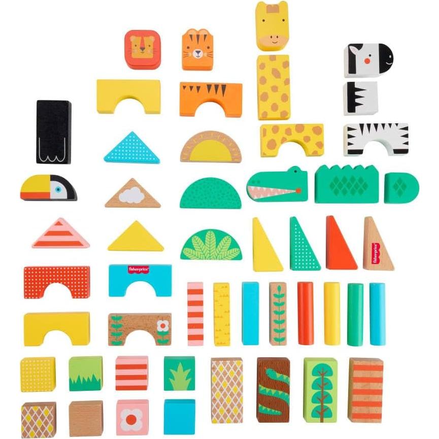Bloques de Madera Jungle Fisher-Price 50 Piezas Animales