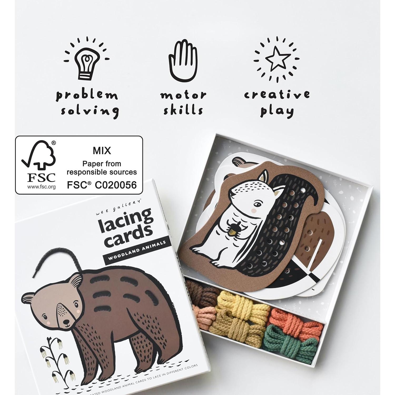 Tarjetas de Enhebrado Wee Gallery Bosque - Juguete Educativo 3+