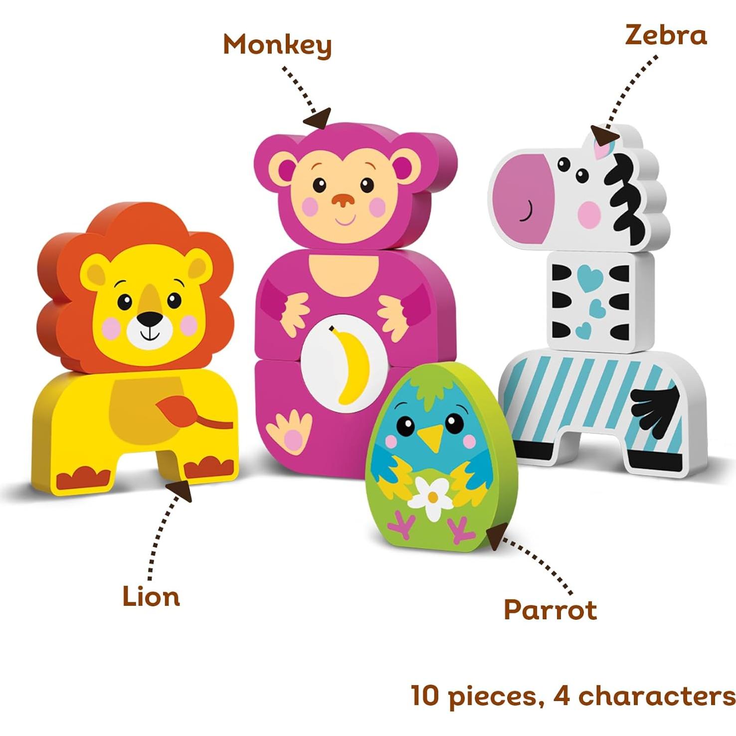 Bloques de Madera Kids Hits Mono y Amigos - Set 10 Piezas