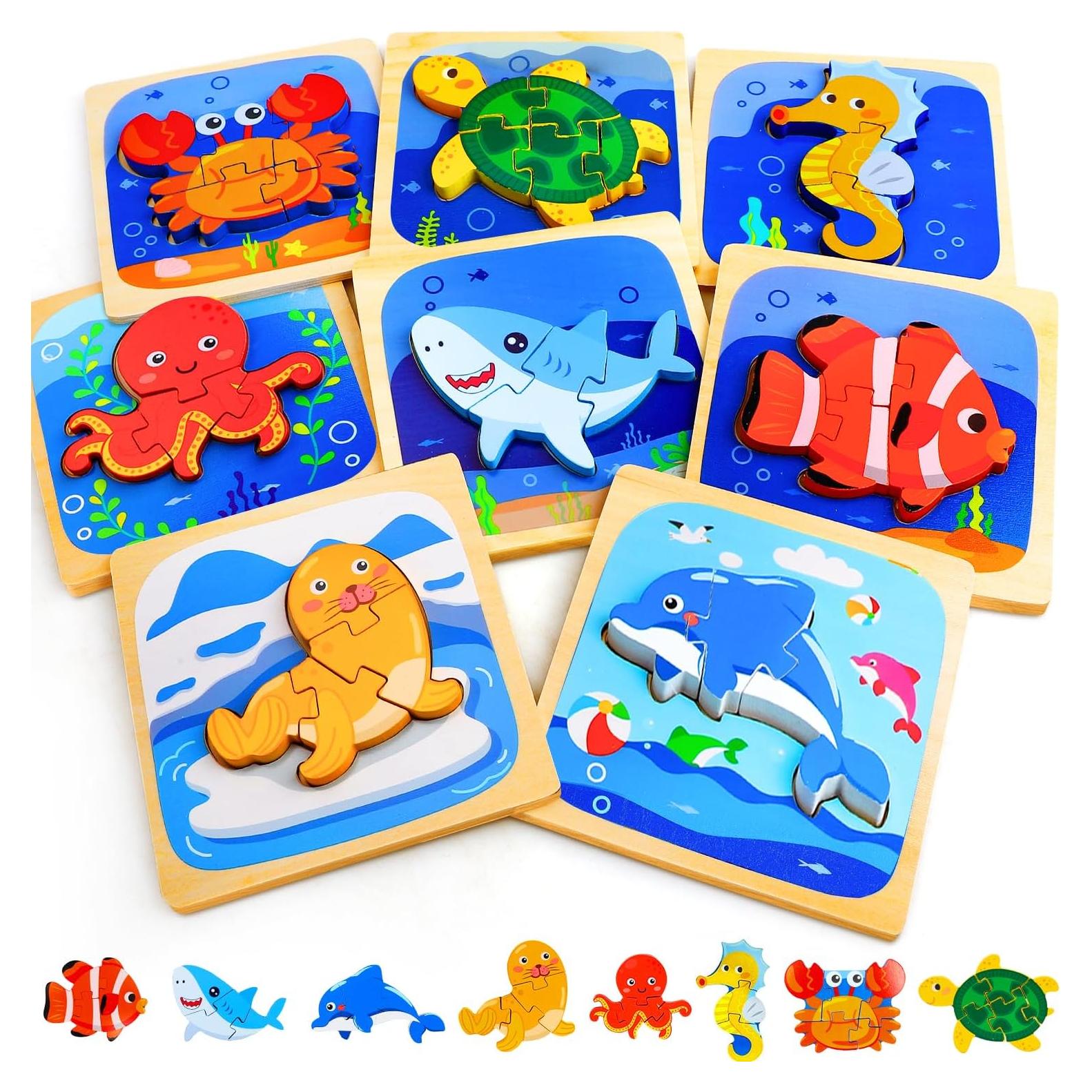 Rompecabezas de Madera TOY Life Animales Marinos 8 Piezas