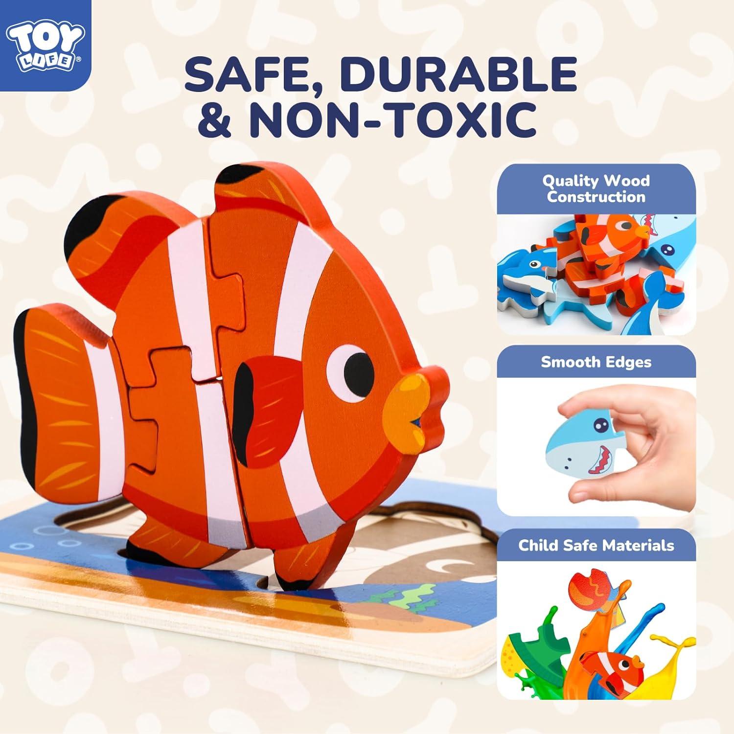 Rompecabezas de Madera TOY Life Animales Marinos 8 Piezas