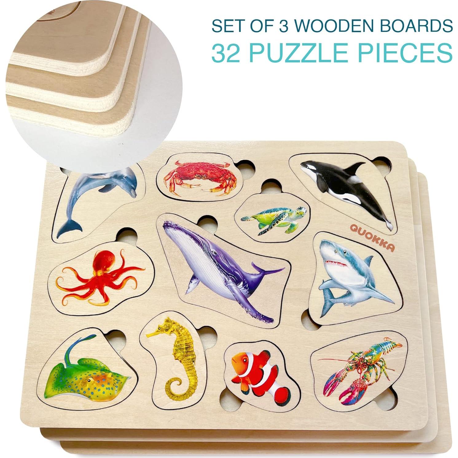 Rompecabezas de Madera QUOKKA - 6 Piezas Montessori para Niños