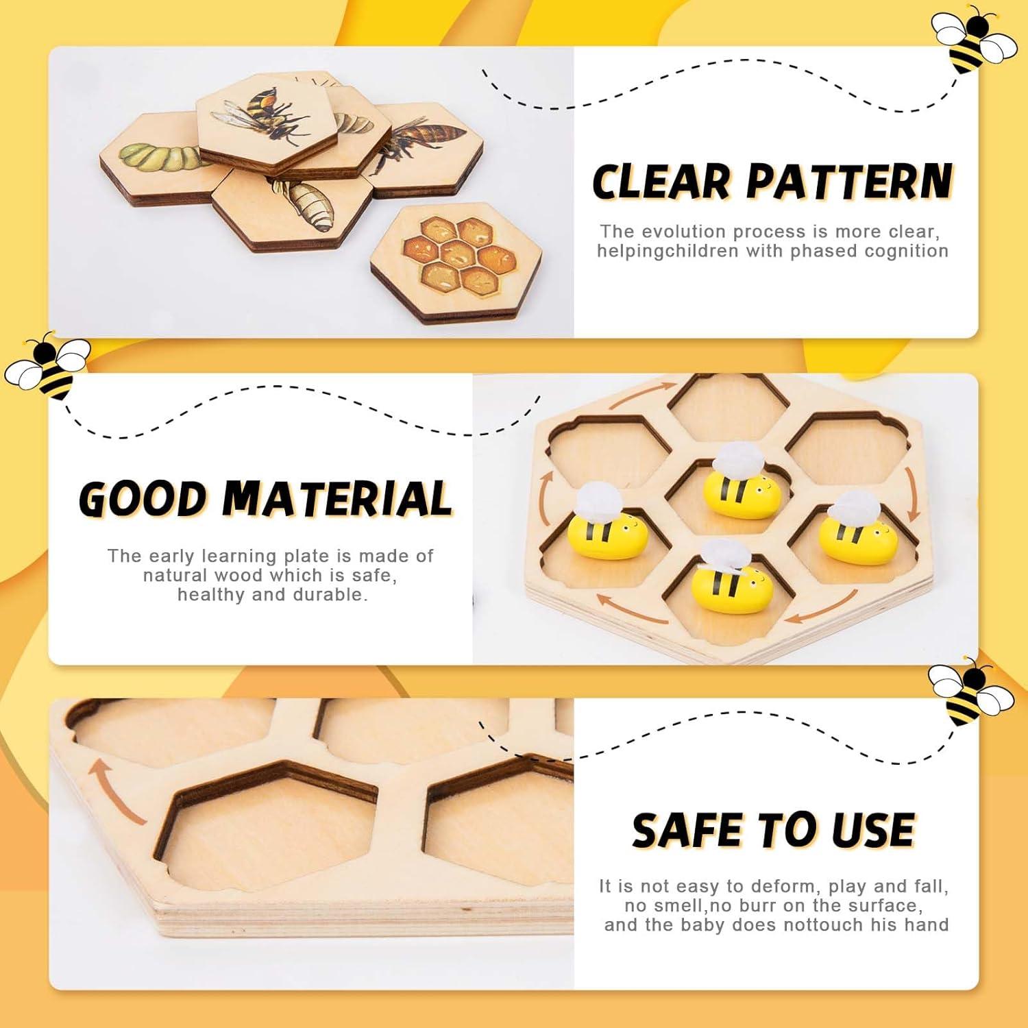 Rompecabezas de ciclo de vida de abeja Adena Montessori 17x17 cm