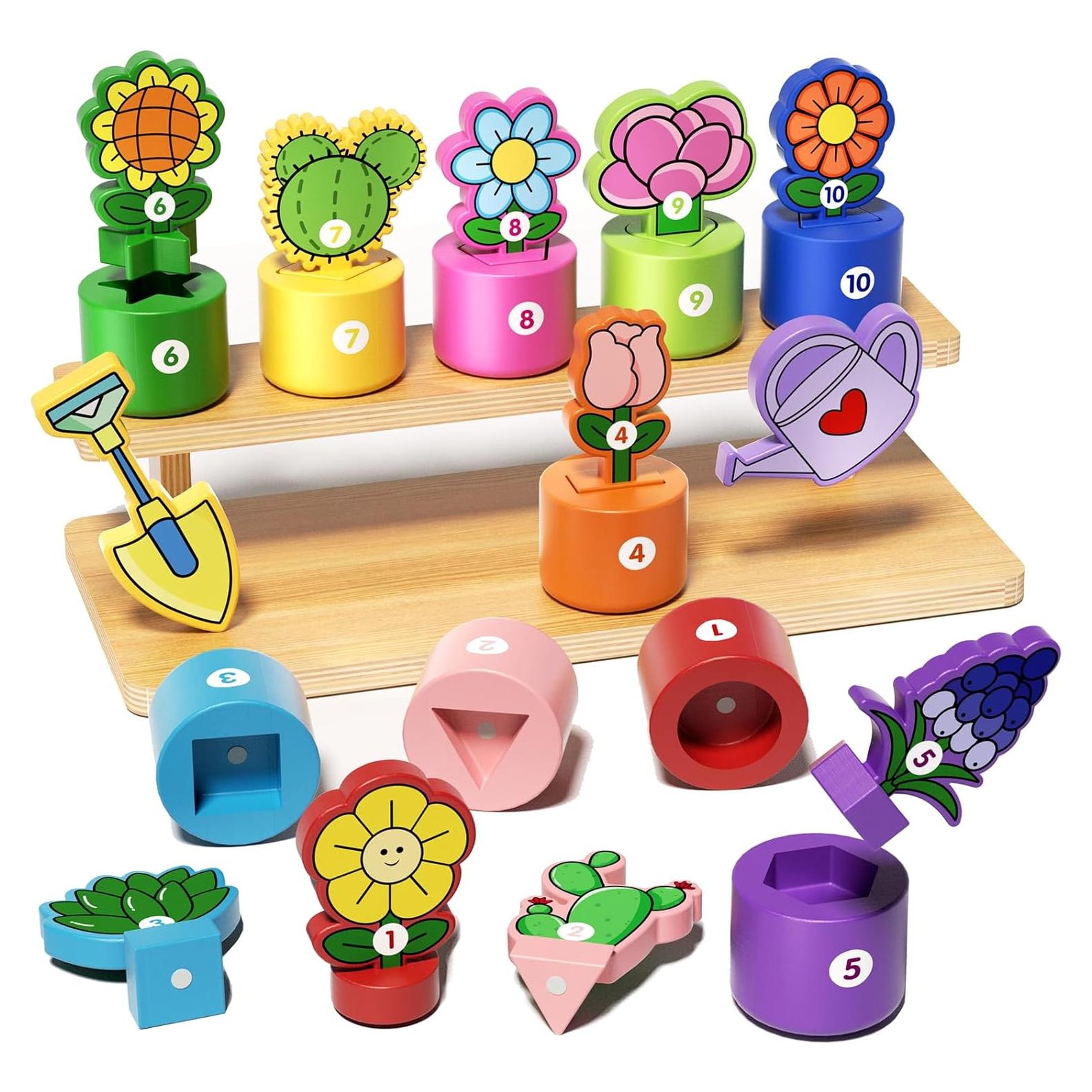 Juguete Montessori de Jardinería de Madera GJZZ para Niños 1-3 Años