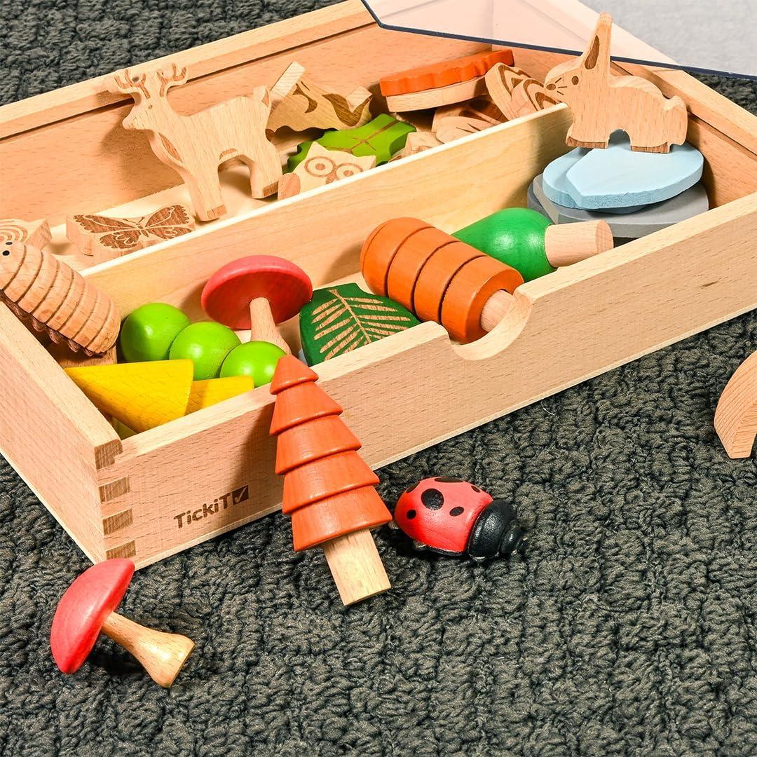 Set de Juguetes de Madera TickiT - 37 Piezas Bosque Natural
