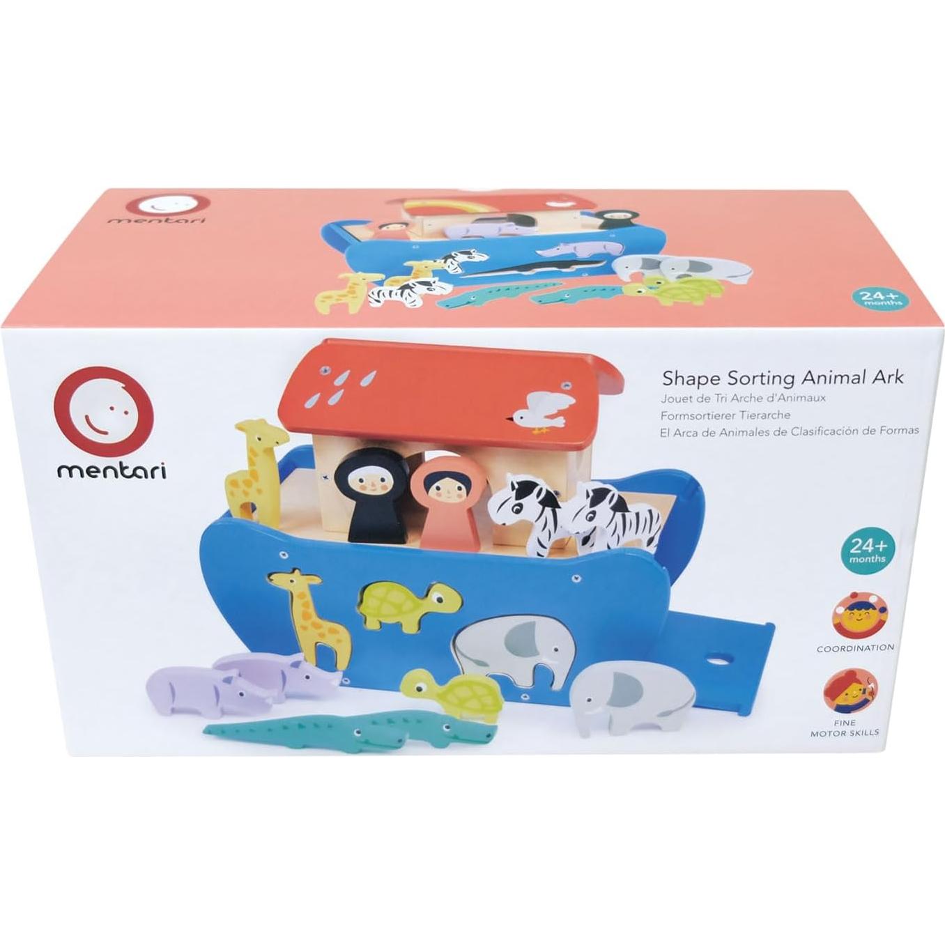 Mentari Toys - Arca de Clasificación de Formas de Madera 14 Piezas