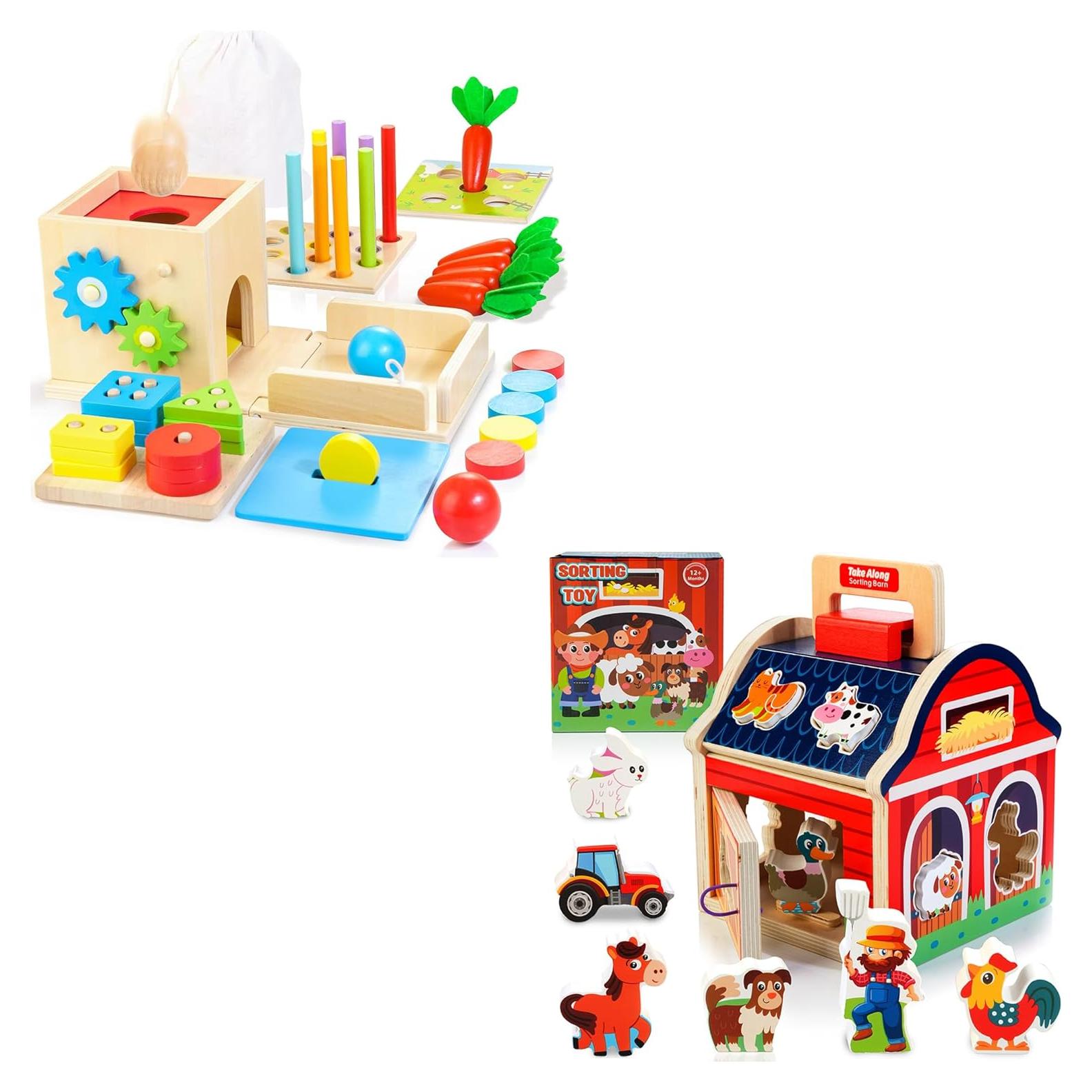 Juguetes de Madera Montessori Kizfarm 8-en-1 para Bebés