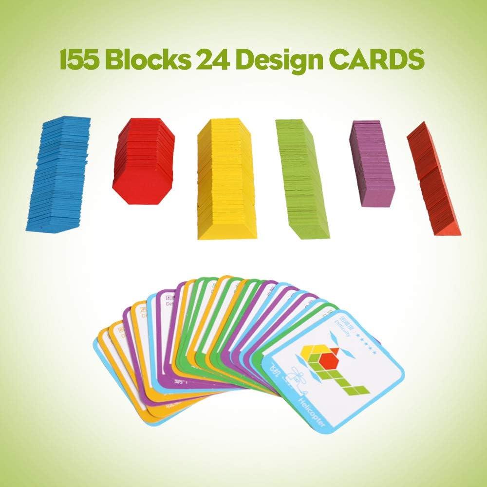 Juego de Bloques de Madera Kizh 155 Pcs Educativos Montessori