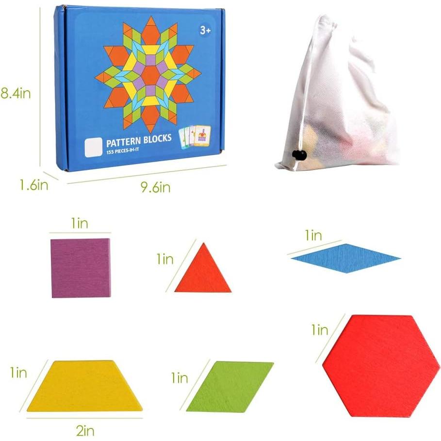 Juego de Bloques de Madera Kizh 155 Pcs Educativos Montessori