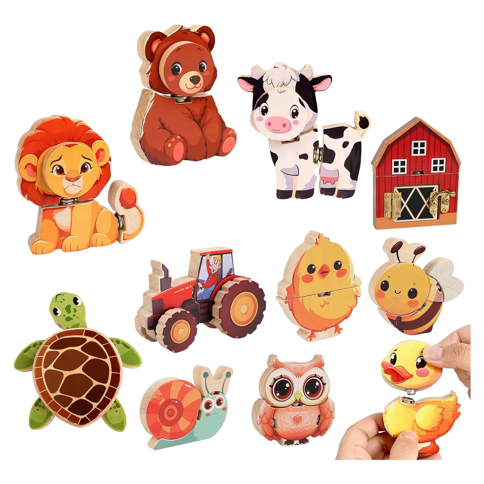 Conjunto de Bloques de Madera HUZU - Juguetes Educativos Montessori