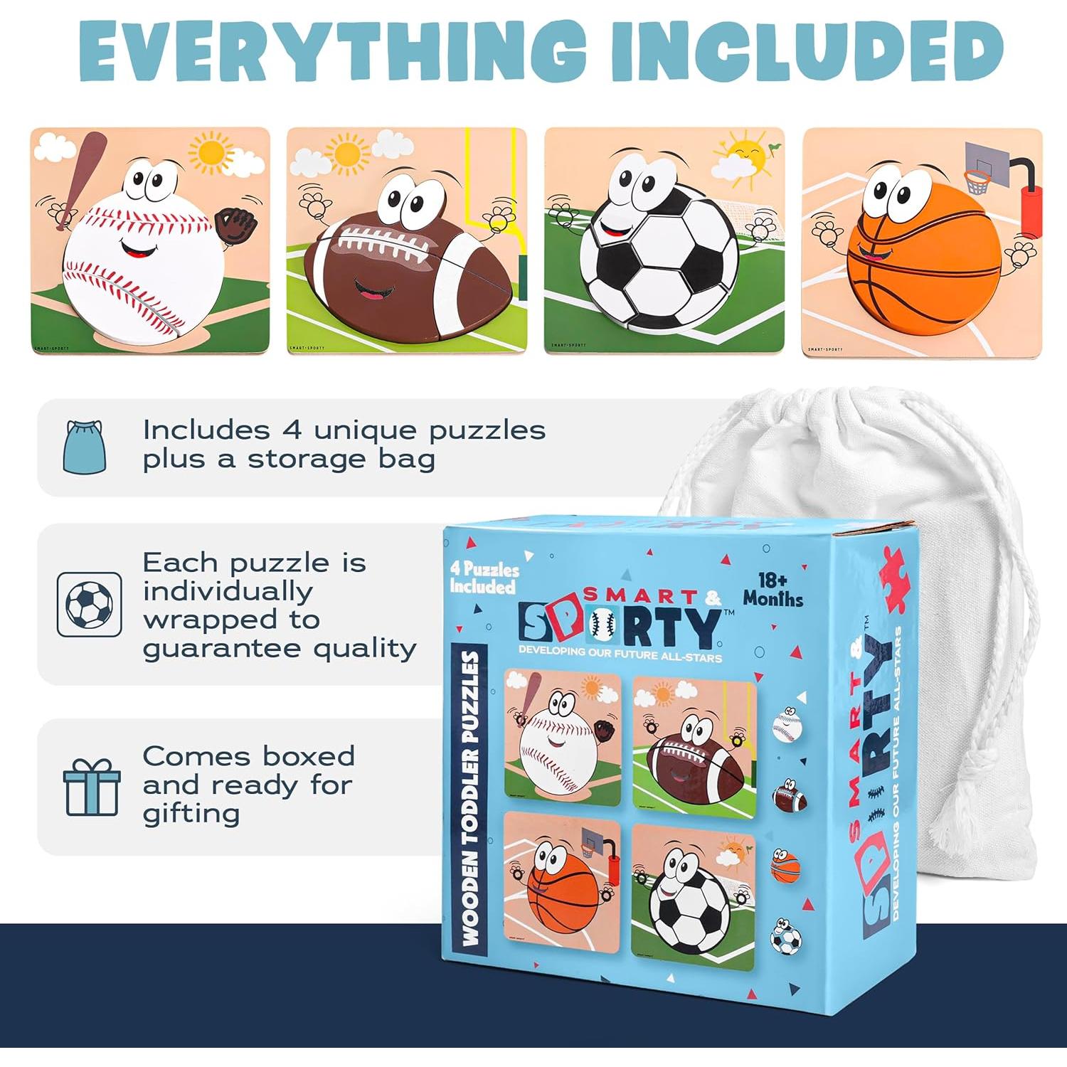 Rompecabezas de Madera Deportivos Smart and Sporty - 4 Piezas