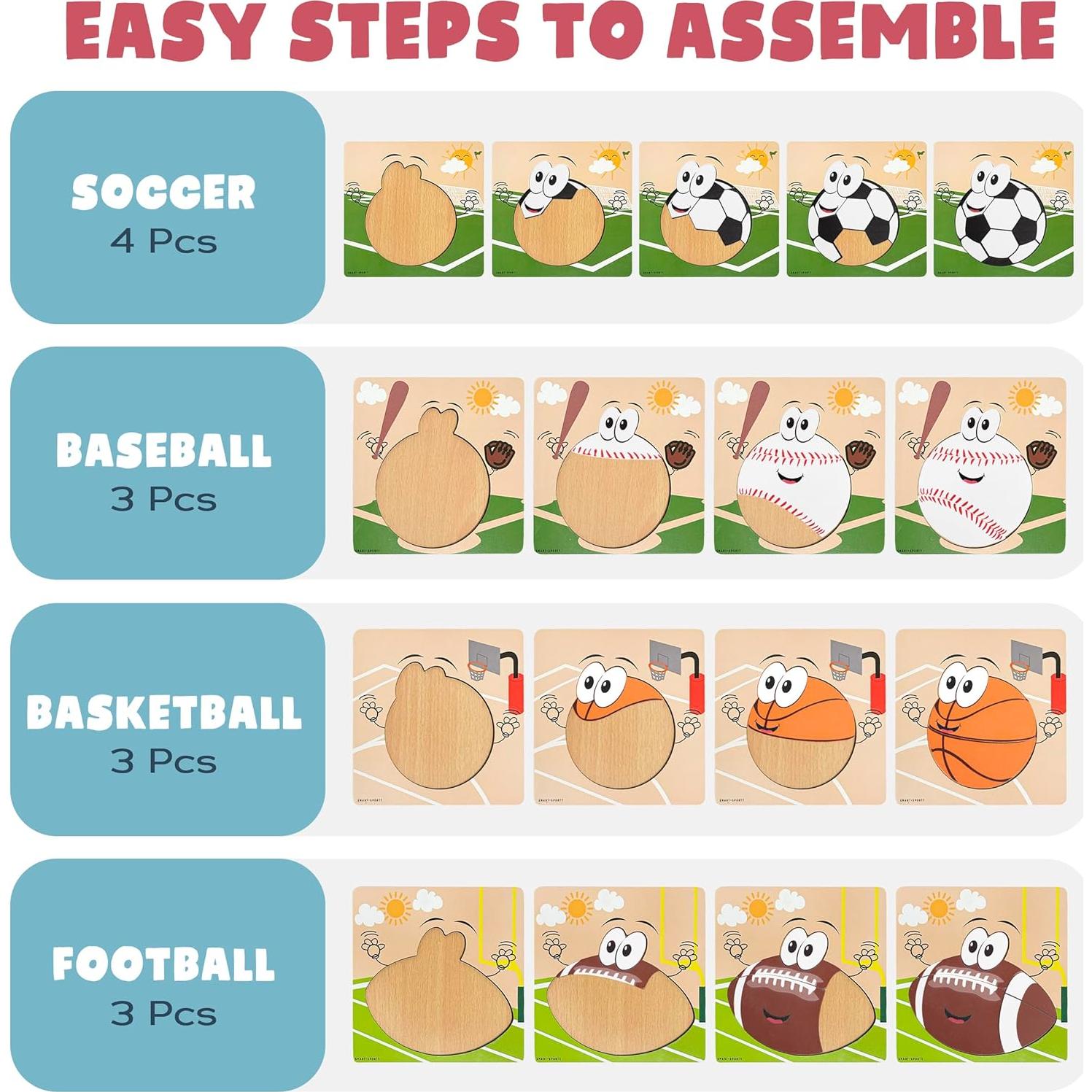 Rompecabezas de Madera Deportivos Smart and Sporty - 4 Piezas