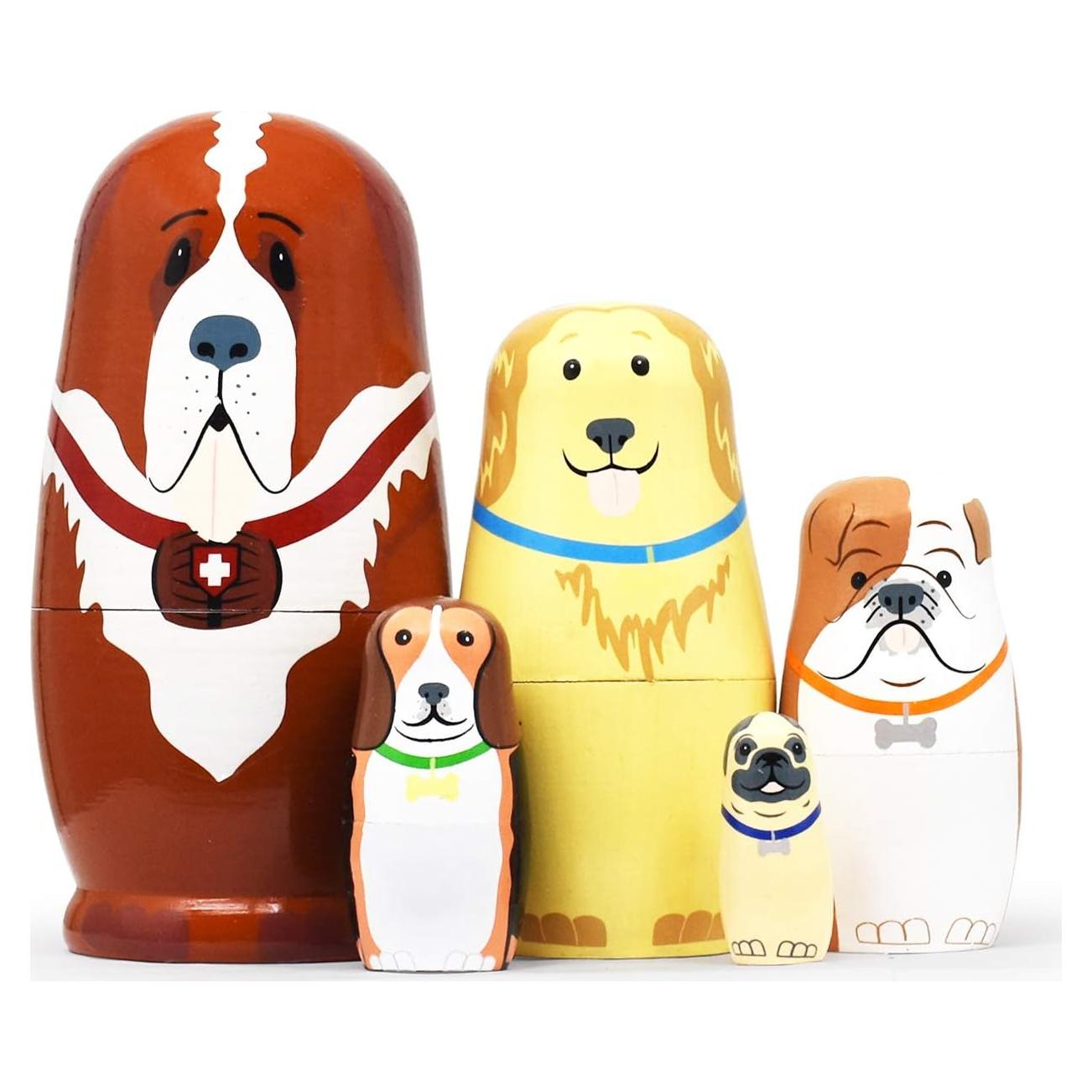 Muñecas Matryoshka Rusas de Madera GRPSKCOS Set de 5 Animales