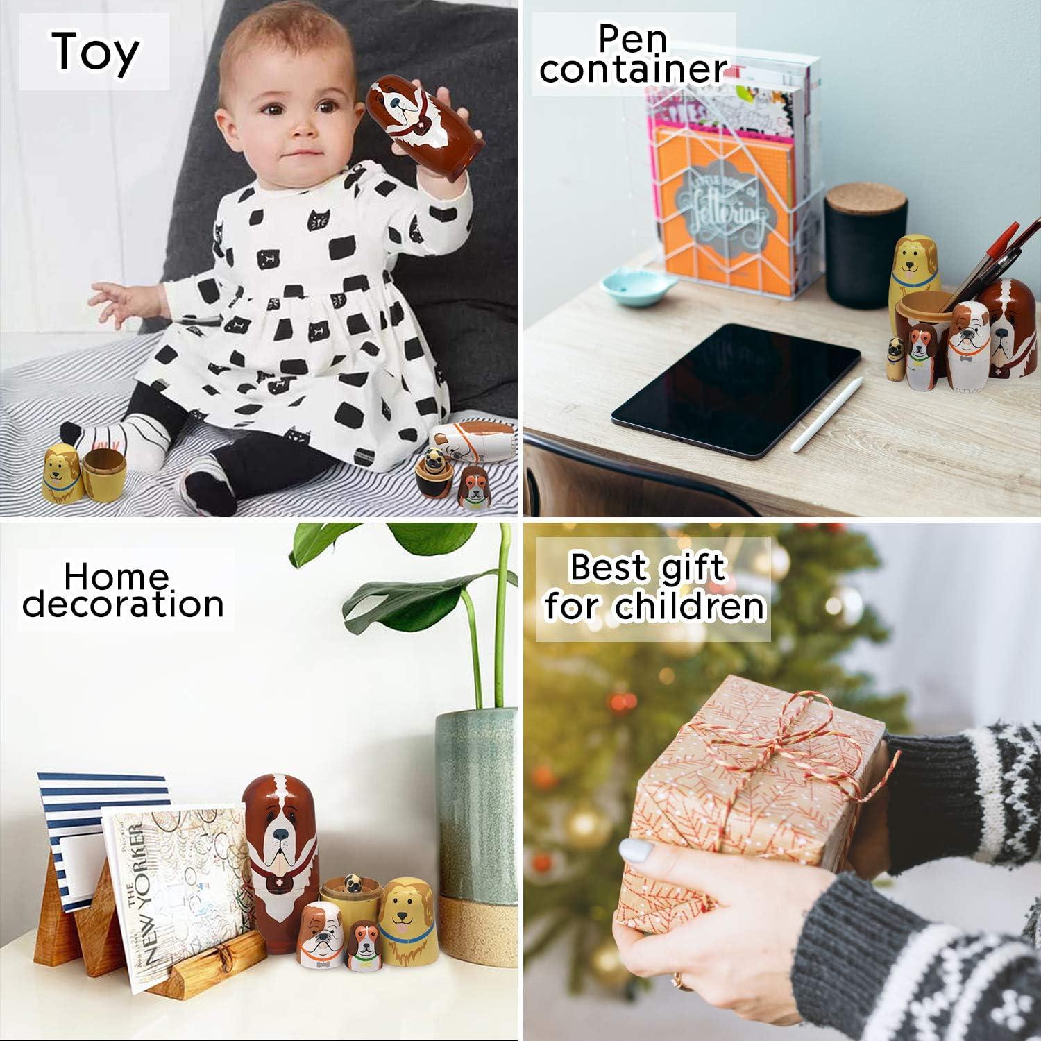 Muñecas Matryoshka Rusas de Madera GRPSKCOS Set de 5 Animales