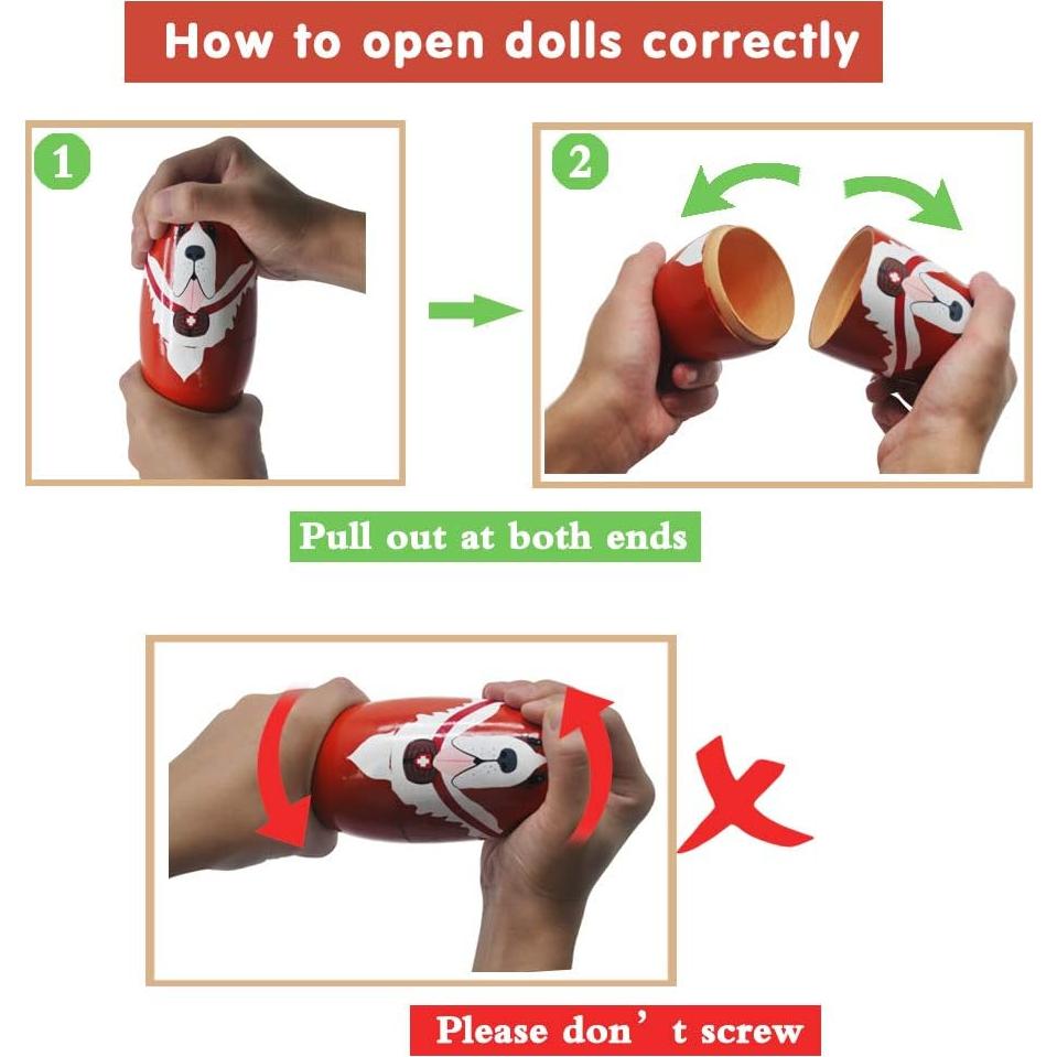 Muñecas Matryoshka Rusas de Madera GRPSKCOS Set de 5 Animales