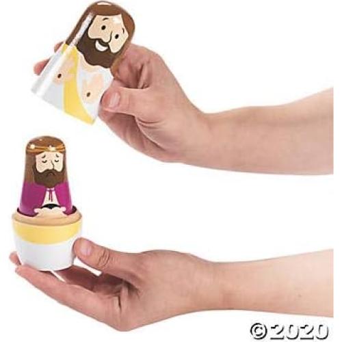 Muñecas Apilables Vida de Jesús - 5 Piezas Madera