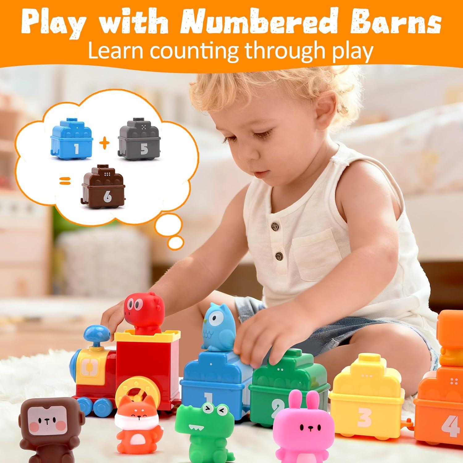 Juguete Educativo Tren de Granja Montessori 9 Animales 1 Granjero