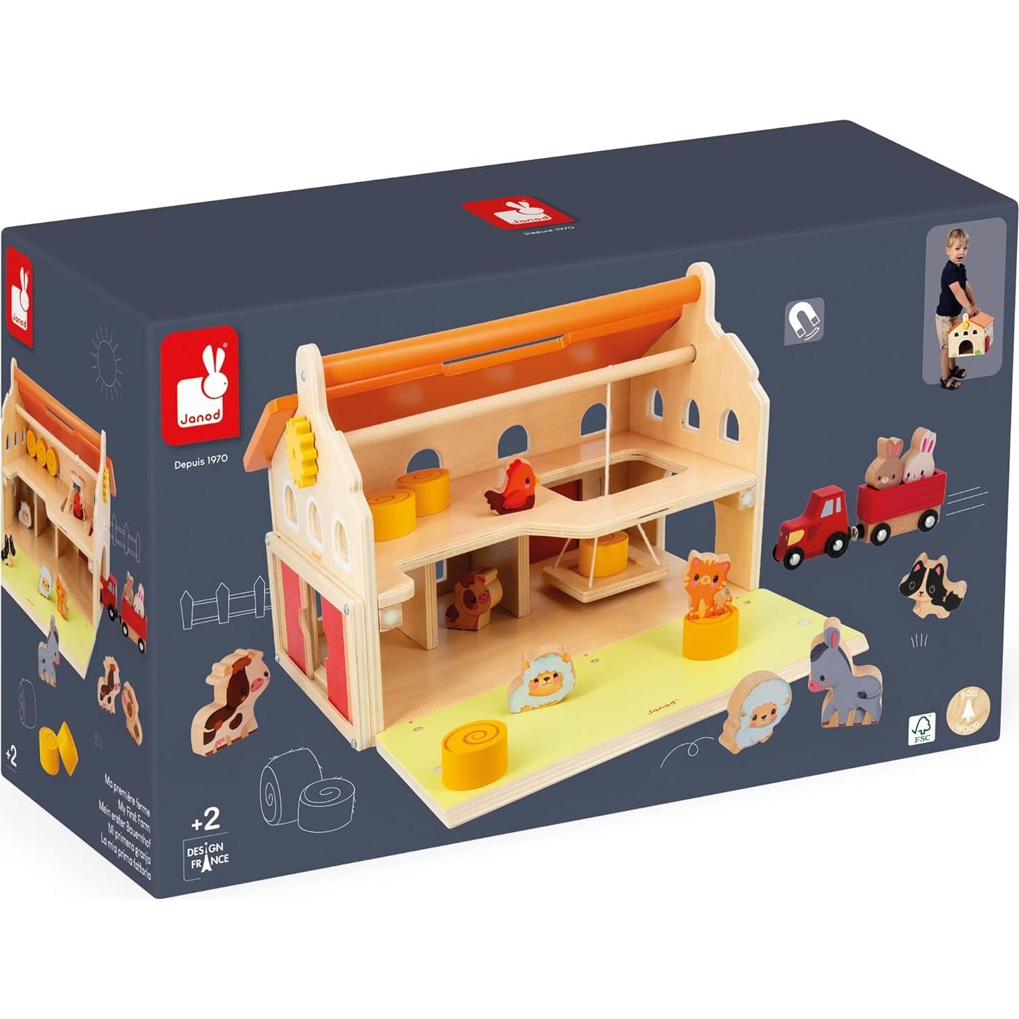 Juego de Granja Janod Mi Primer Establo 18 Piezas Madera