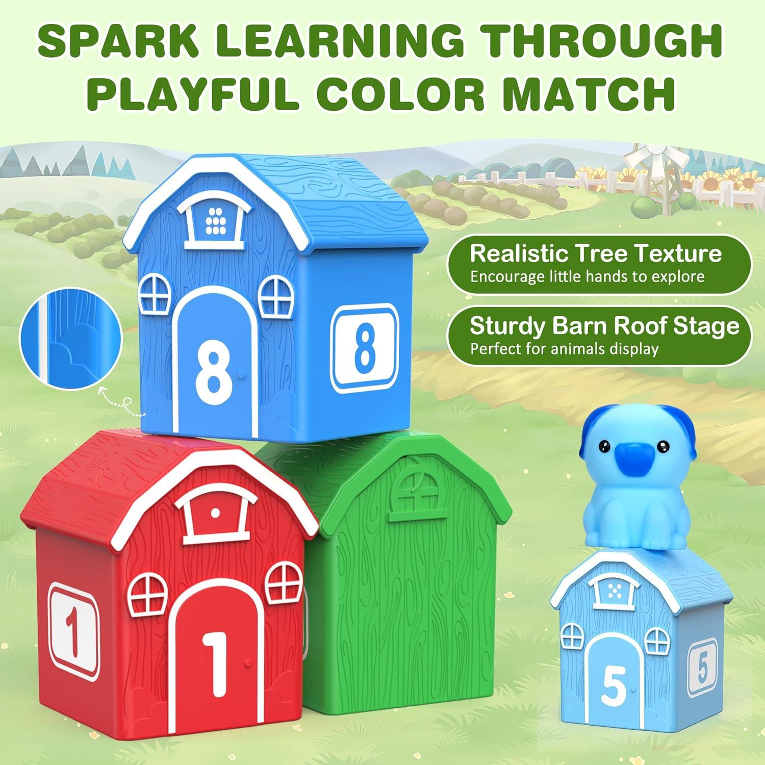 Juguete Montessori Tren de Animales Shantou 9 Graneros 10 Títeres