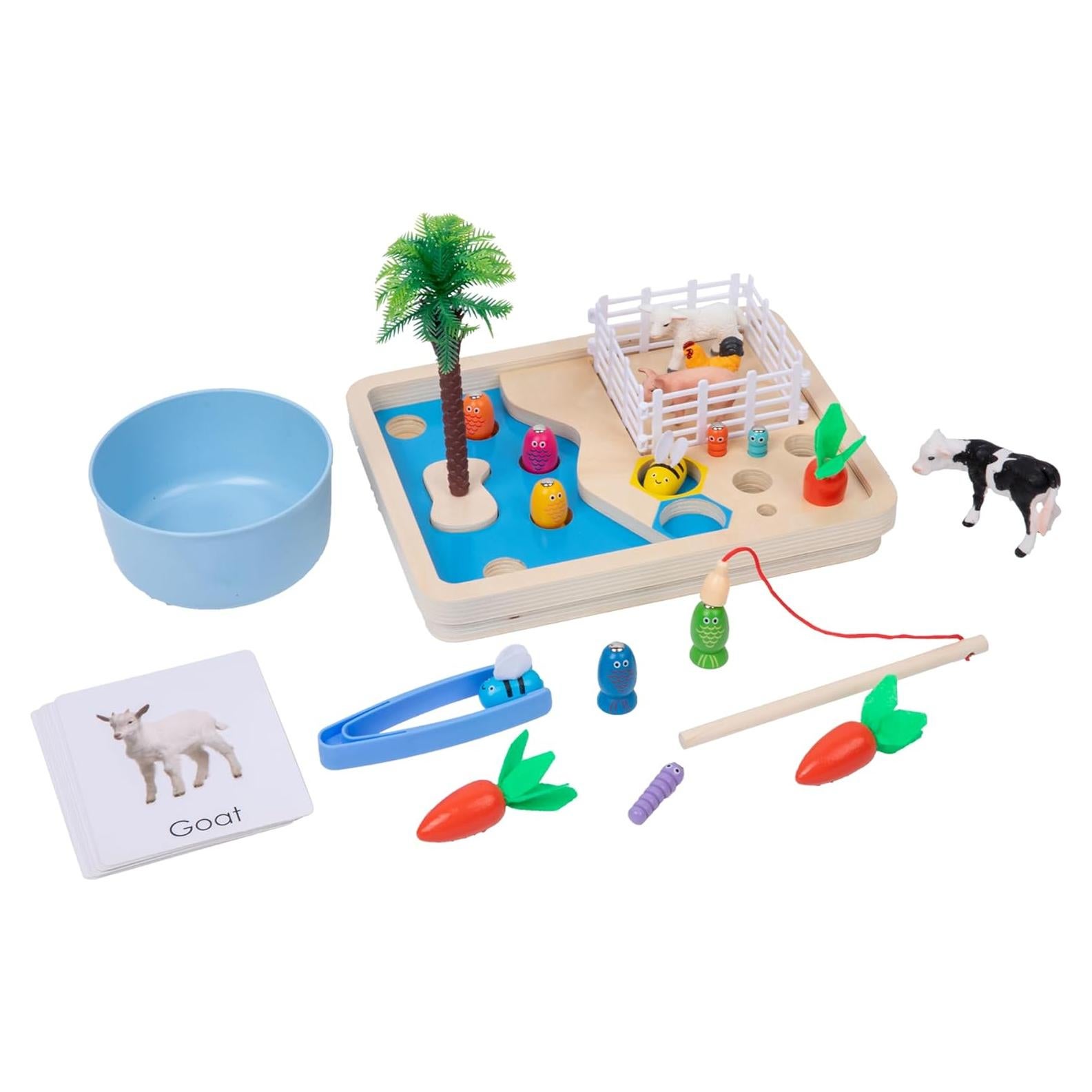 Juego de Pesca Montessori Adena con Animales de Granja y Accesorios