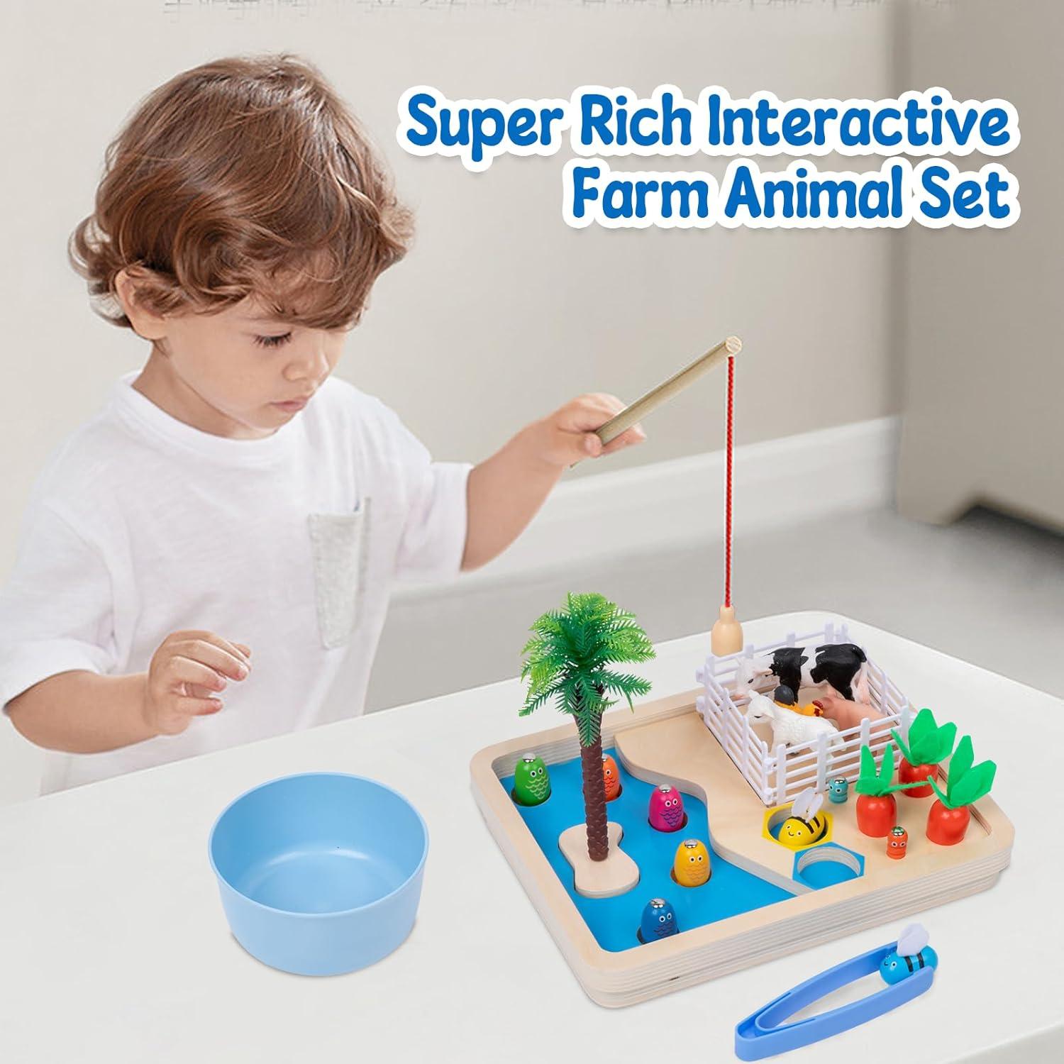 Juego de Pesca Montessori Adena con Animales de Granja y Accesorios