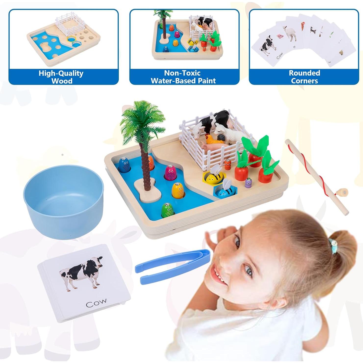 Juego de Pesca Montessori Adena con Animales de Granja y Accesorios