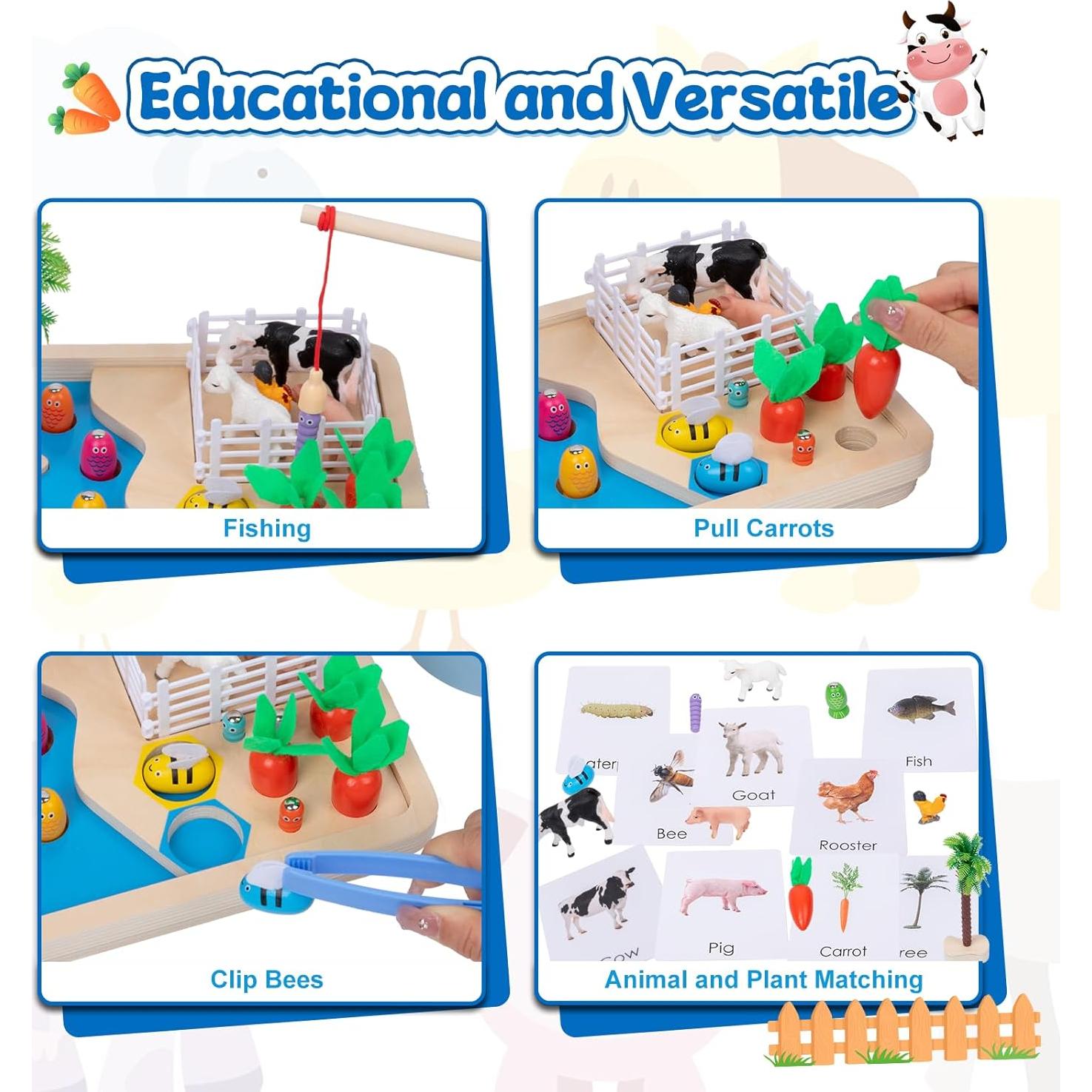 Juego de Pesca Montessori Adena con Animales de Granja y Accesorios