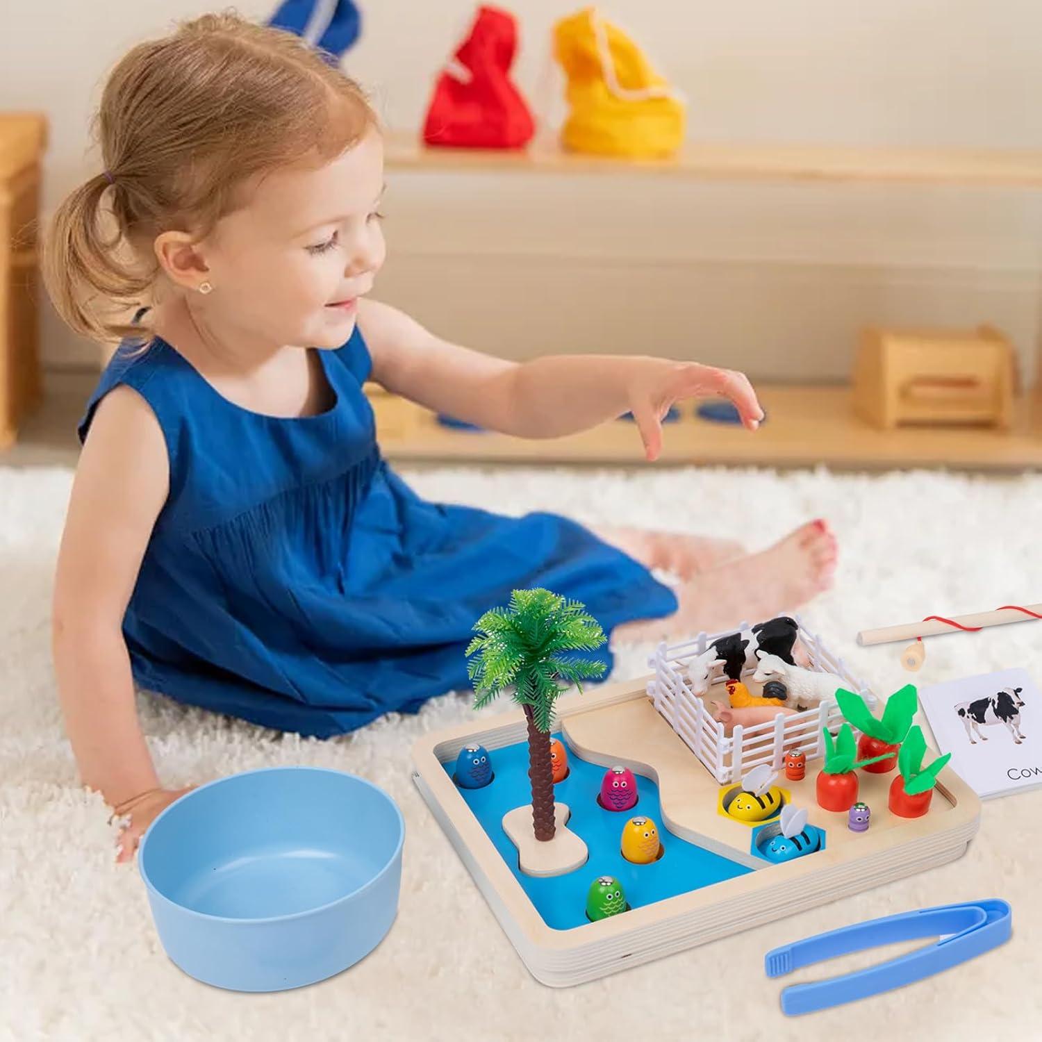 Juego de Pesca Montessori Adena con Animales de Granja y Accesorios