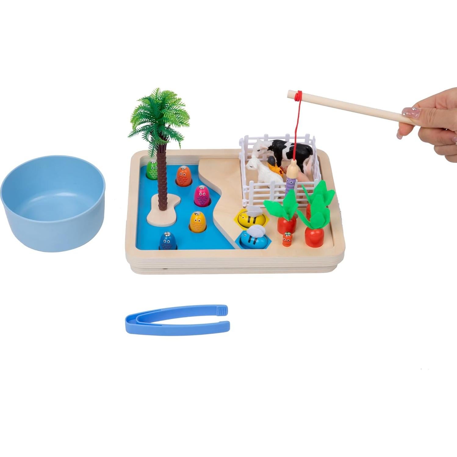 Juego de Pesca Montessori Adena con Animales de Granja y Accesorios