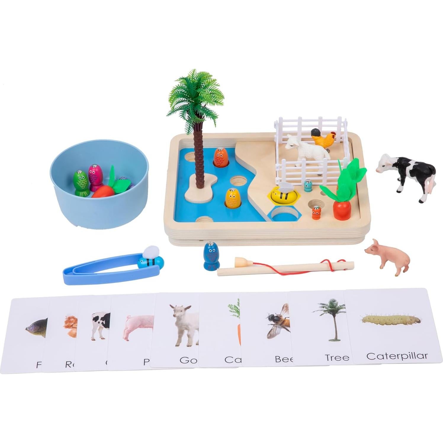 Juego de Pesca Montessori Adena con Animales de Granja y Accesorios