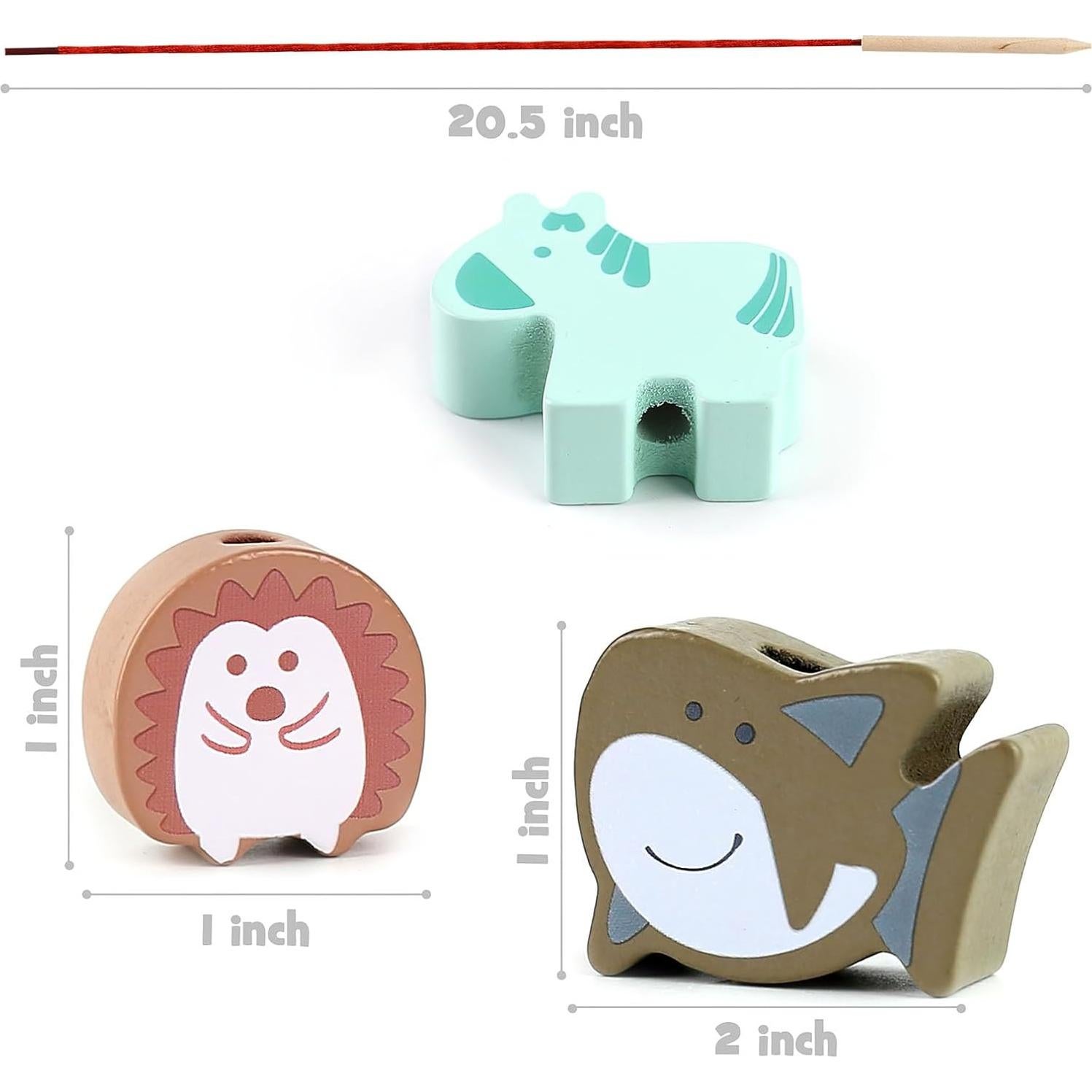 LovesTown 67 Perlas de Enhebrar de Madera para Niños