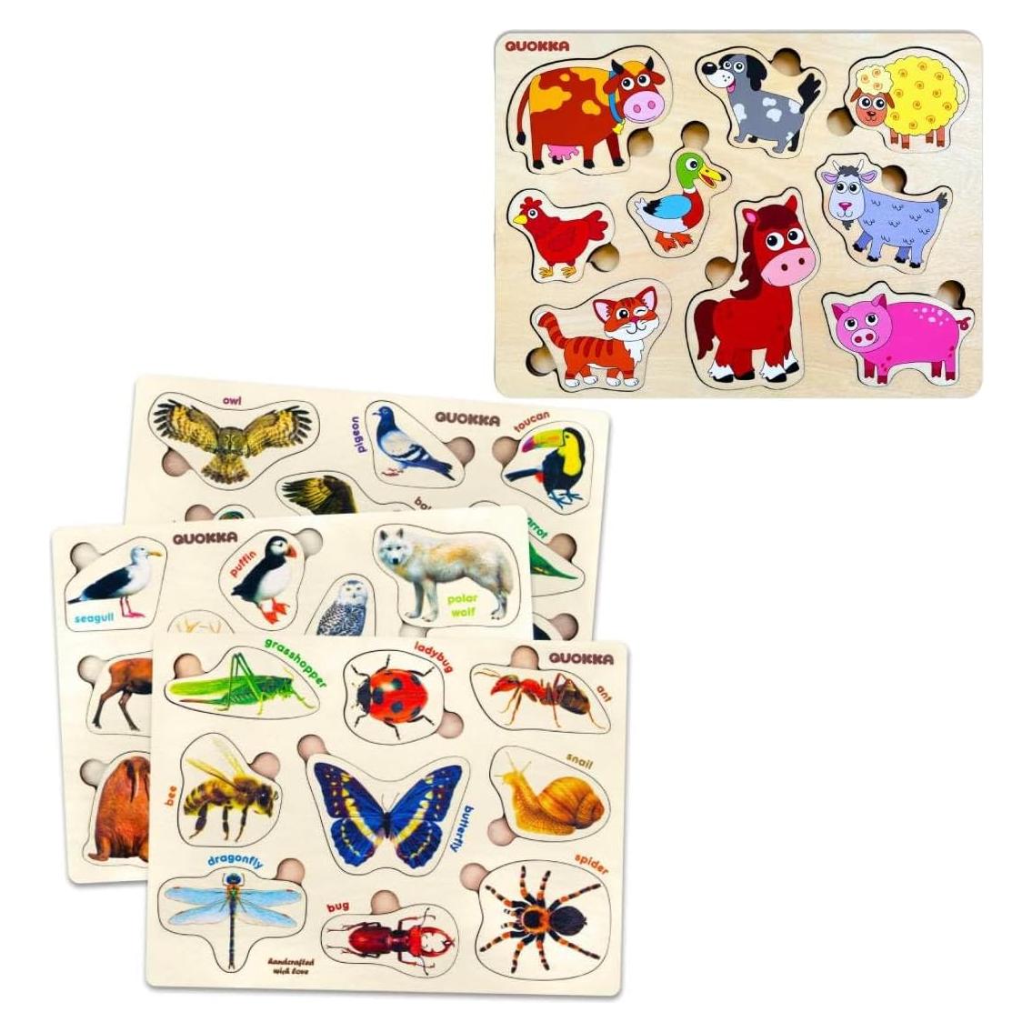 Rompecabezas de Madera QUOKKA para Niños - Insectos y Animales