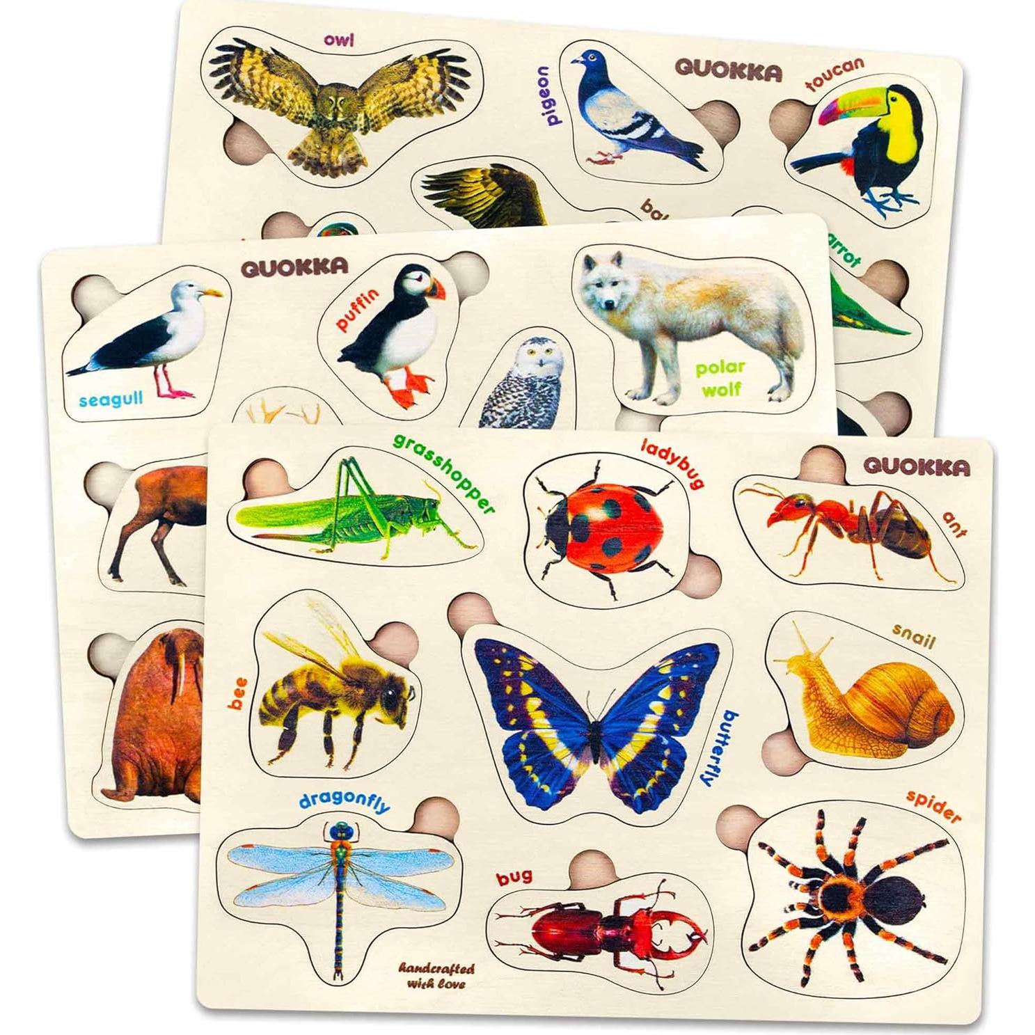 Rompecabezas de Madera QUOKKA para Niños - Insectos y Animales