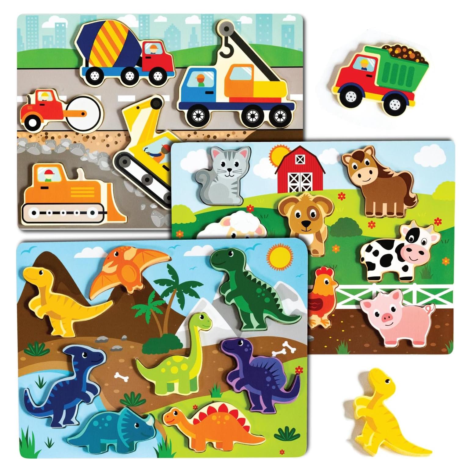 Rompecabezas de Madera Klevly 3 Piezas para Niños 1-4 Años