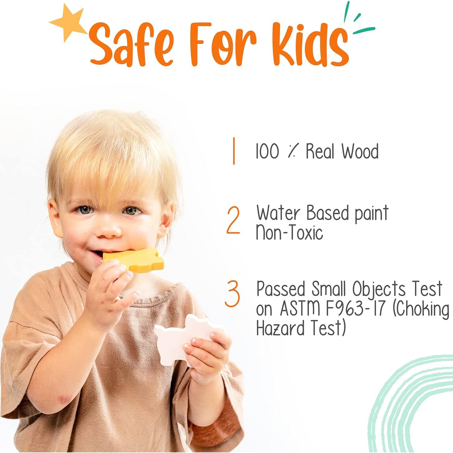 Rompecabezas de Madera Klevly 3 Piezas para Niños 1-4 Años