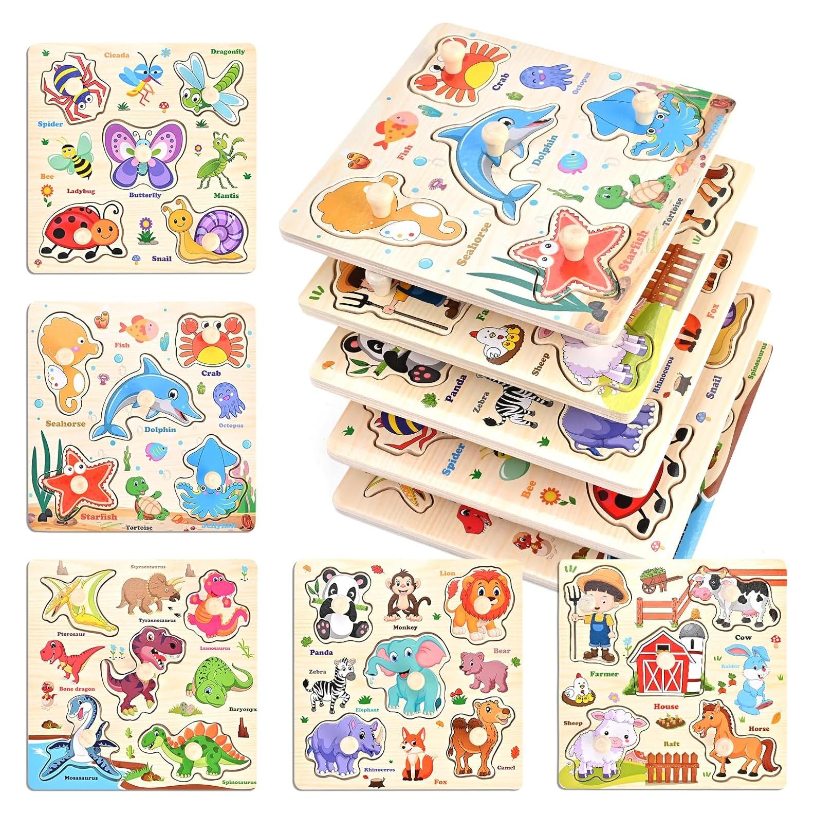 Rompecabezas de Madera para Niños Wooderma - 5 PCS Animales