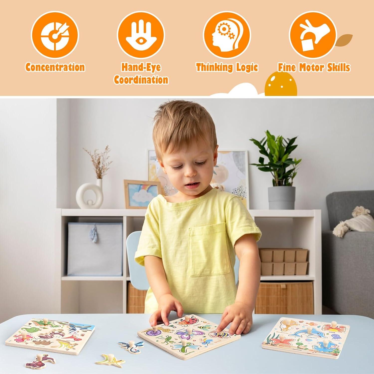 Rompecabezas de Madera para Niños Wooderma - 5 PCS Animales