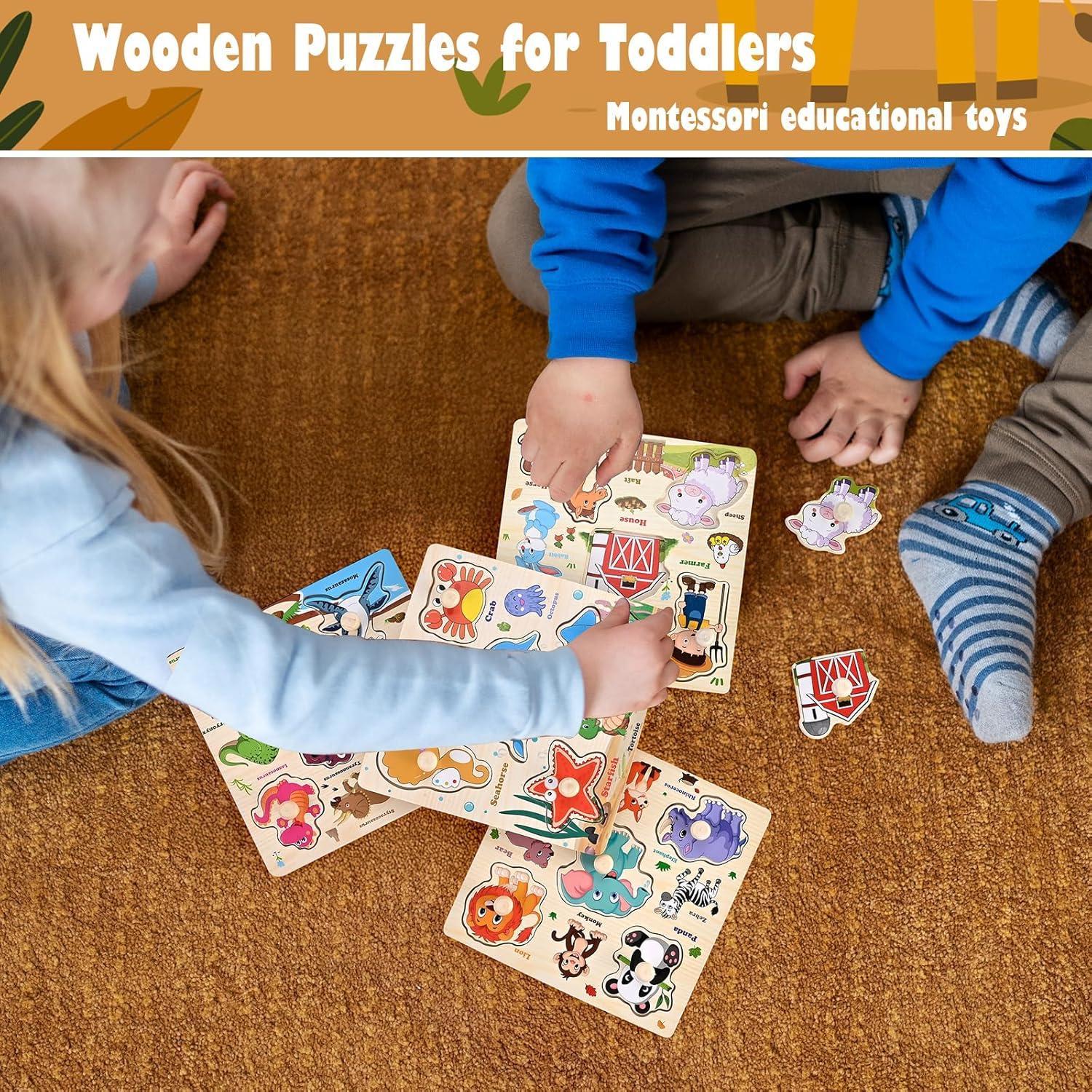 Rompecabezas de Madera para Niños Wooderma - 5 PCS Animales