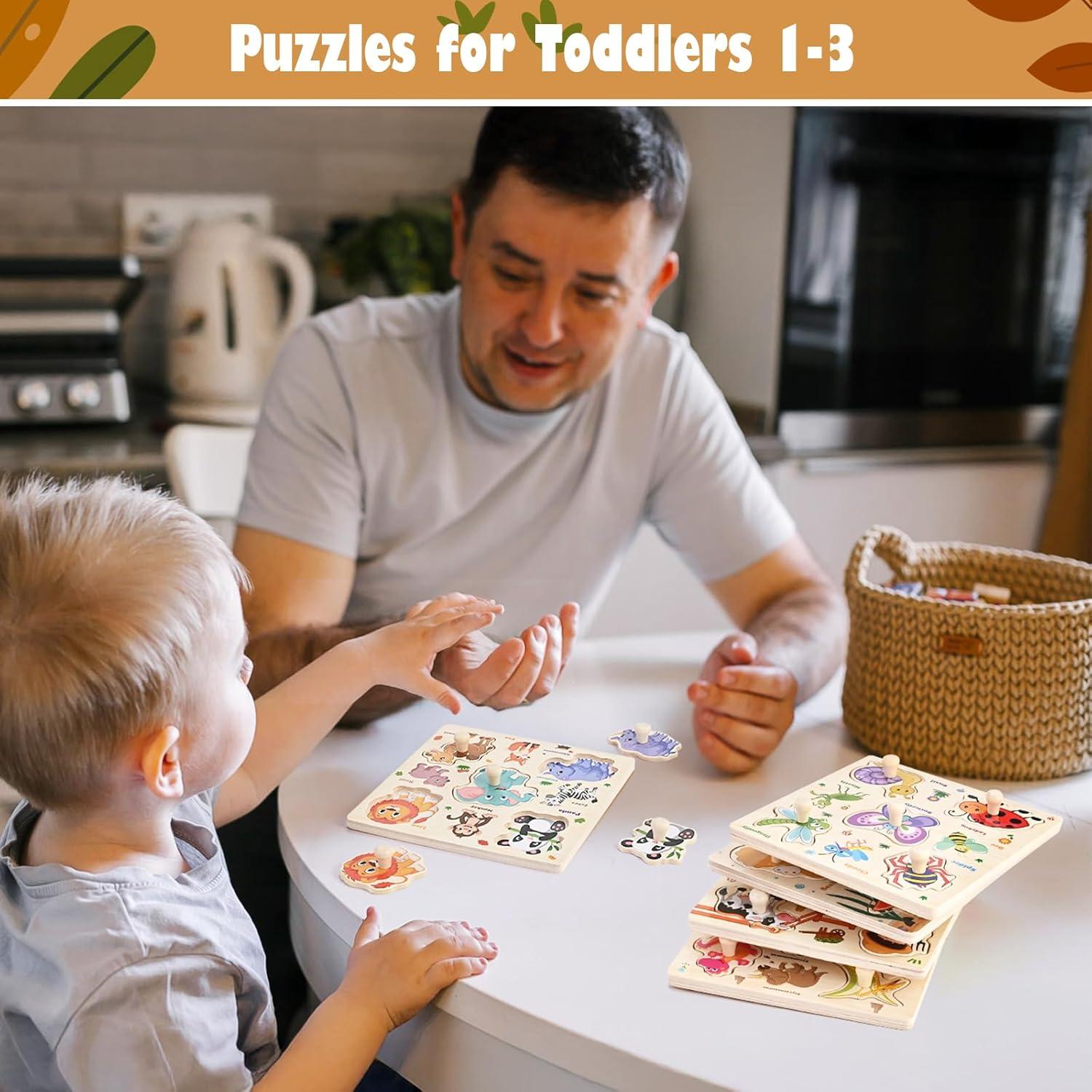 Rompecabezas de Madera para Niños Wooderma - 5 PCS Animales