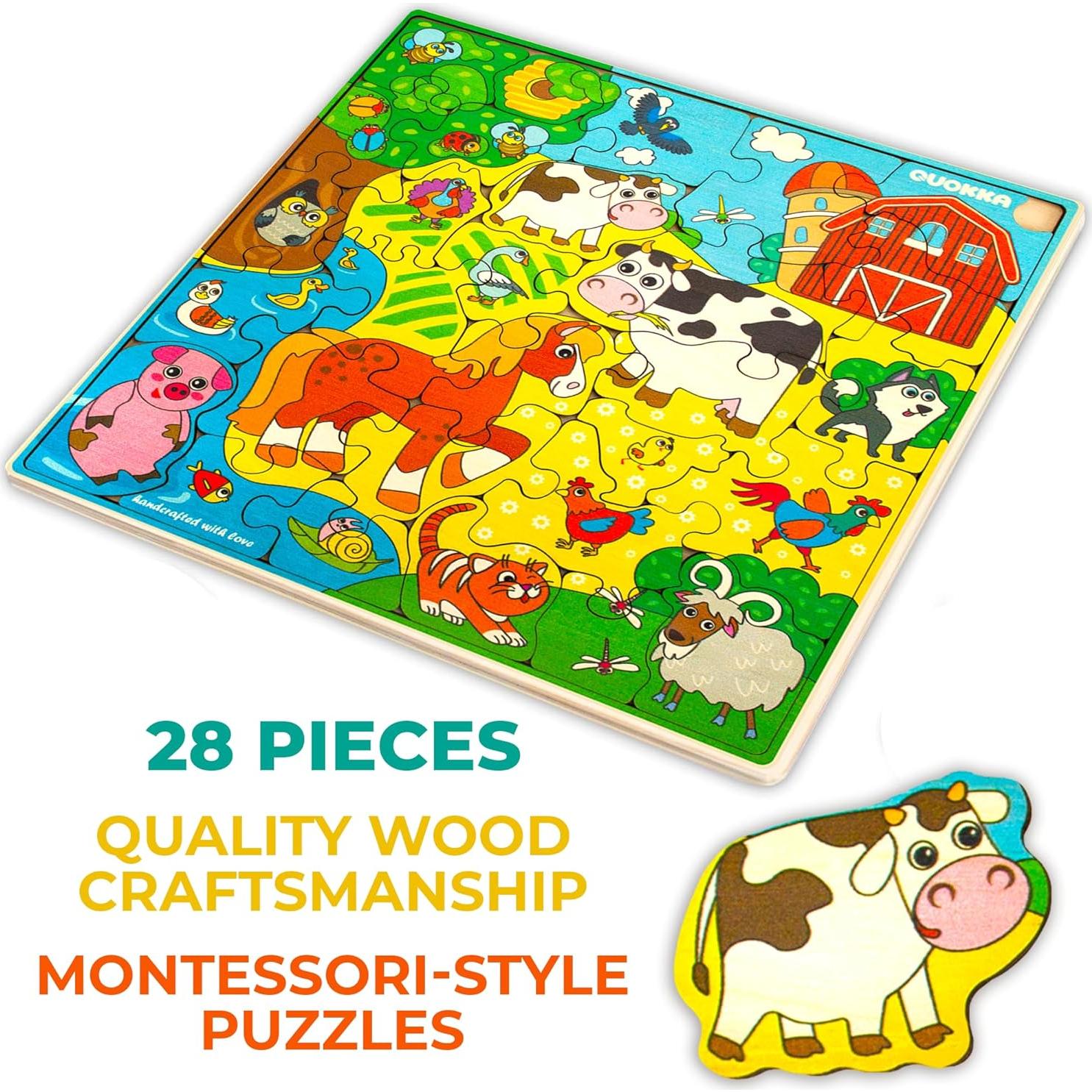 Rompecabezas de Madera QUOKKA para Niños 3 a 8 Años - 28 Piezas