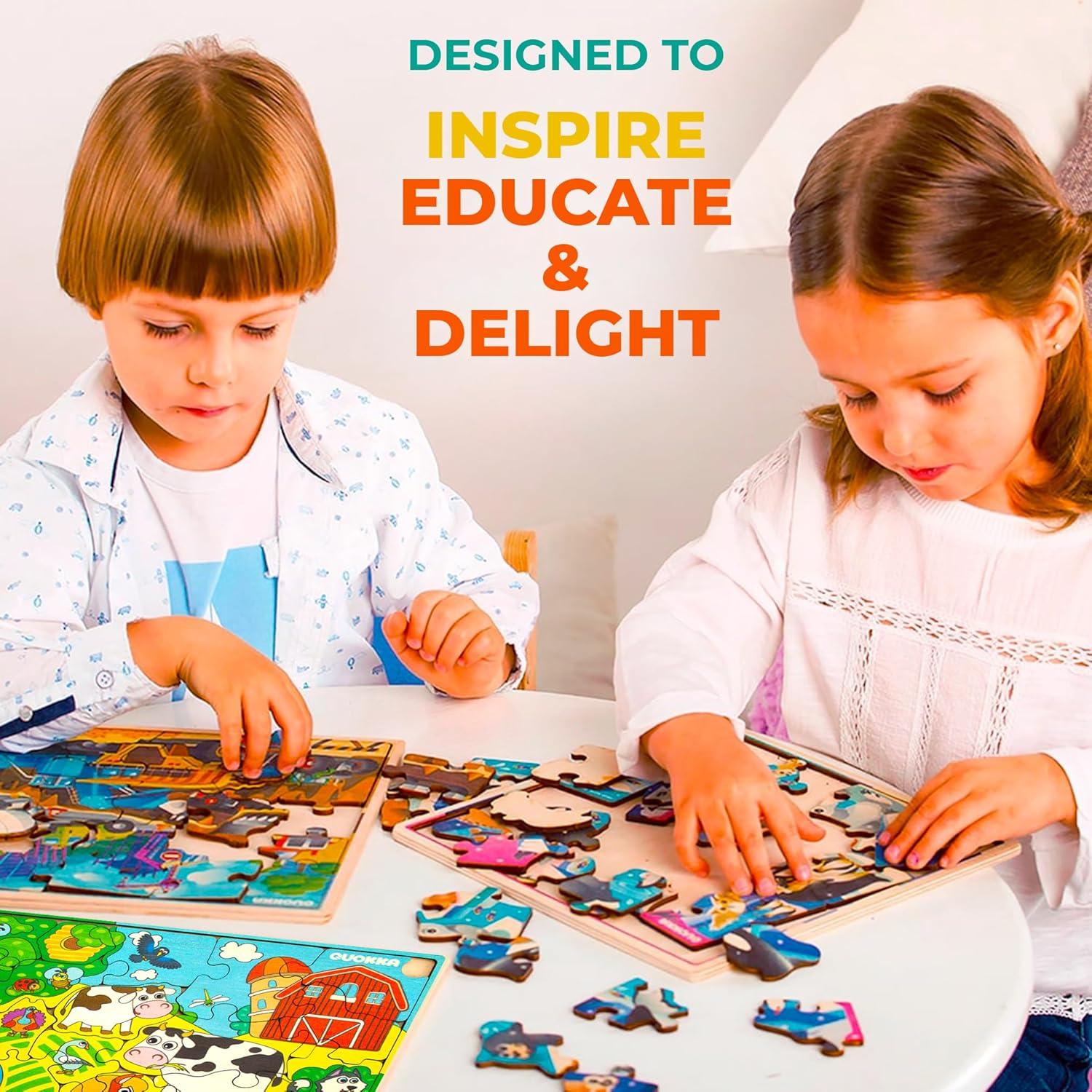 Rompecabezas de Madera QUOKKA para Niños 3 a 8 Años - 28 Piezas